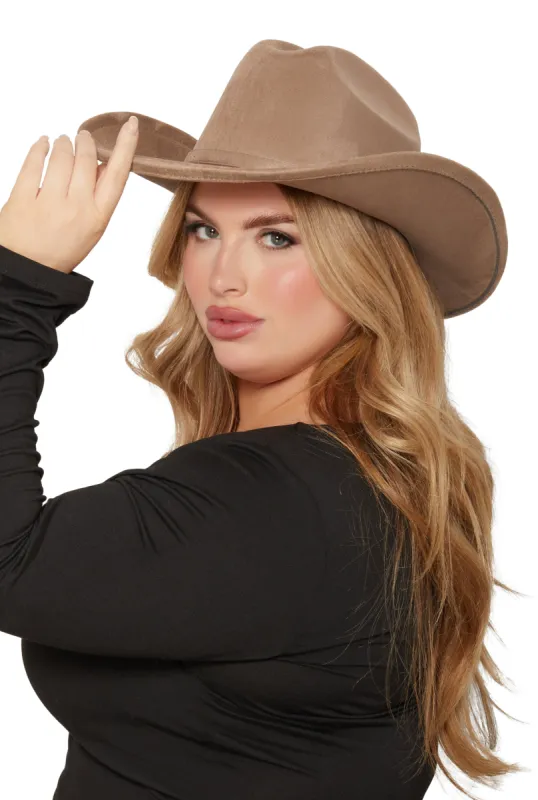 Rhinestone Buckle Faux Suede Cowboy Hat sold by Rainbow