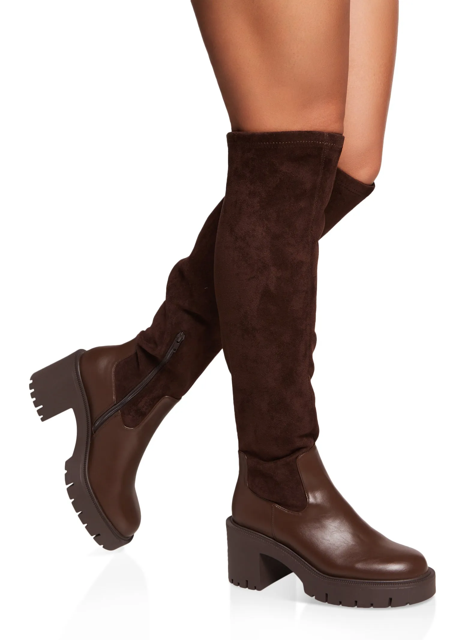 Mid Heel Platform Over the Knee Boots sold by Rainbow