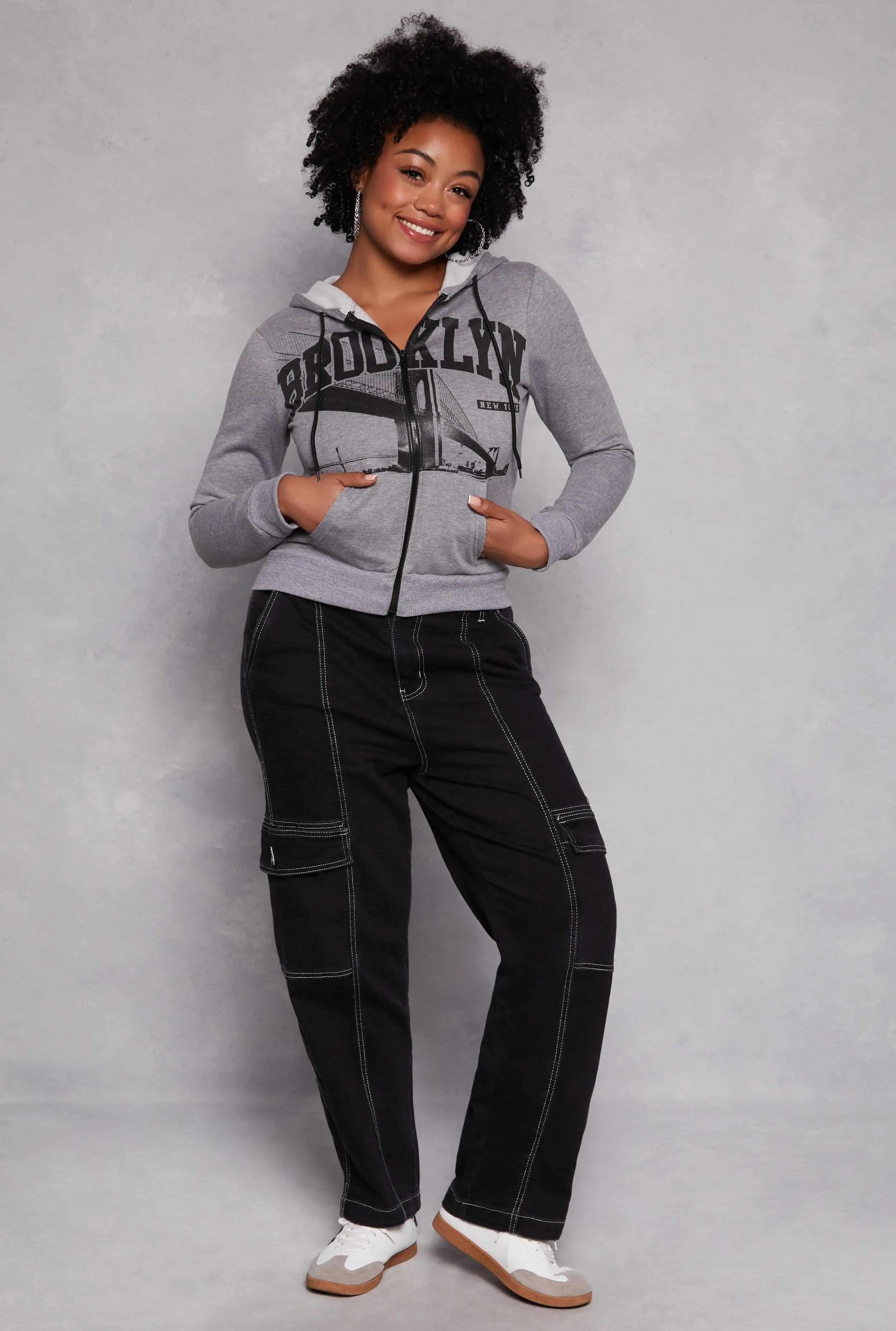 Plus Size Brooklyn Graphic Zip Front Hoodie sold by Rainbow product image thumbnail 2