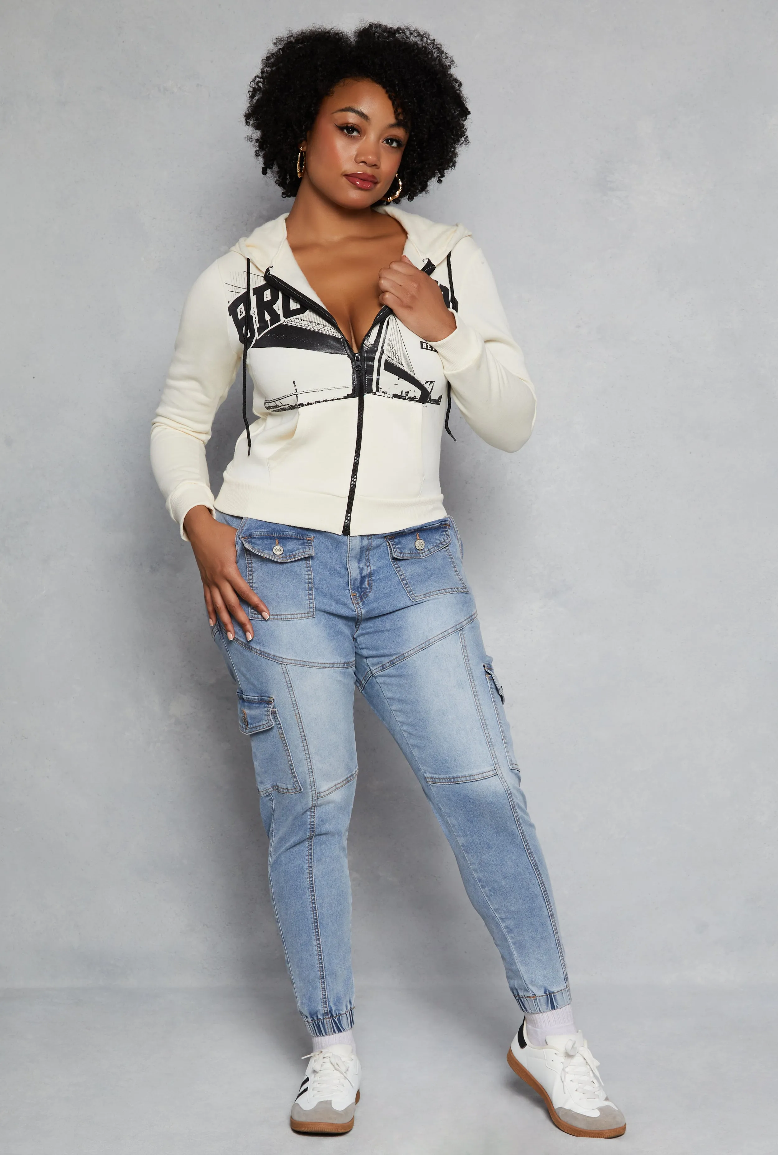 Plus Size Brooklyn Graphic Zip Front Hoodie sold by Rainbow product image thumbnail 2
