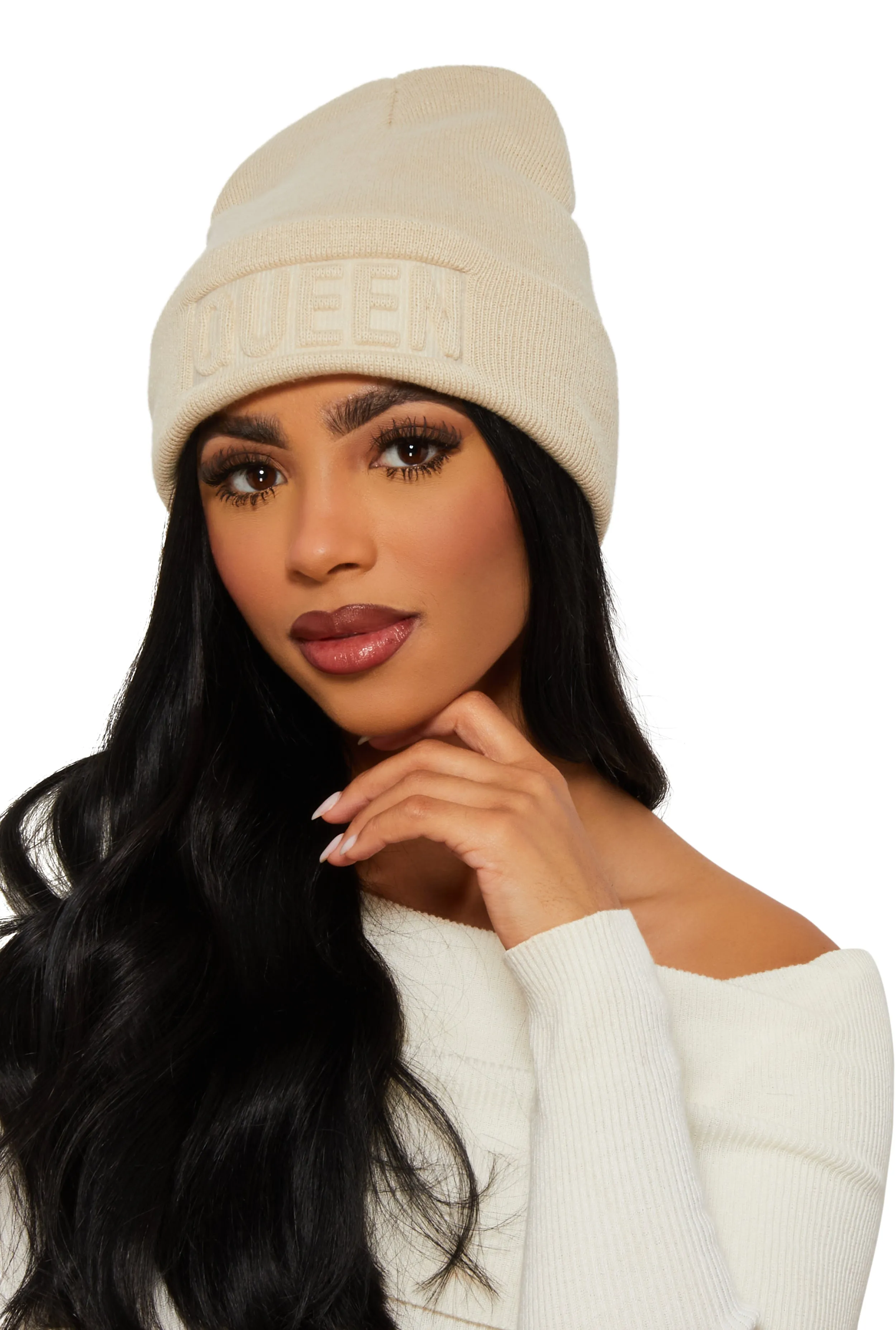 Queen Embossed Beanie sold by Rainbow