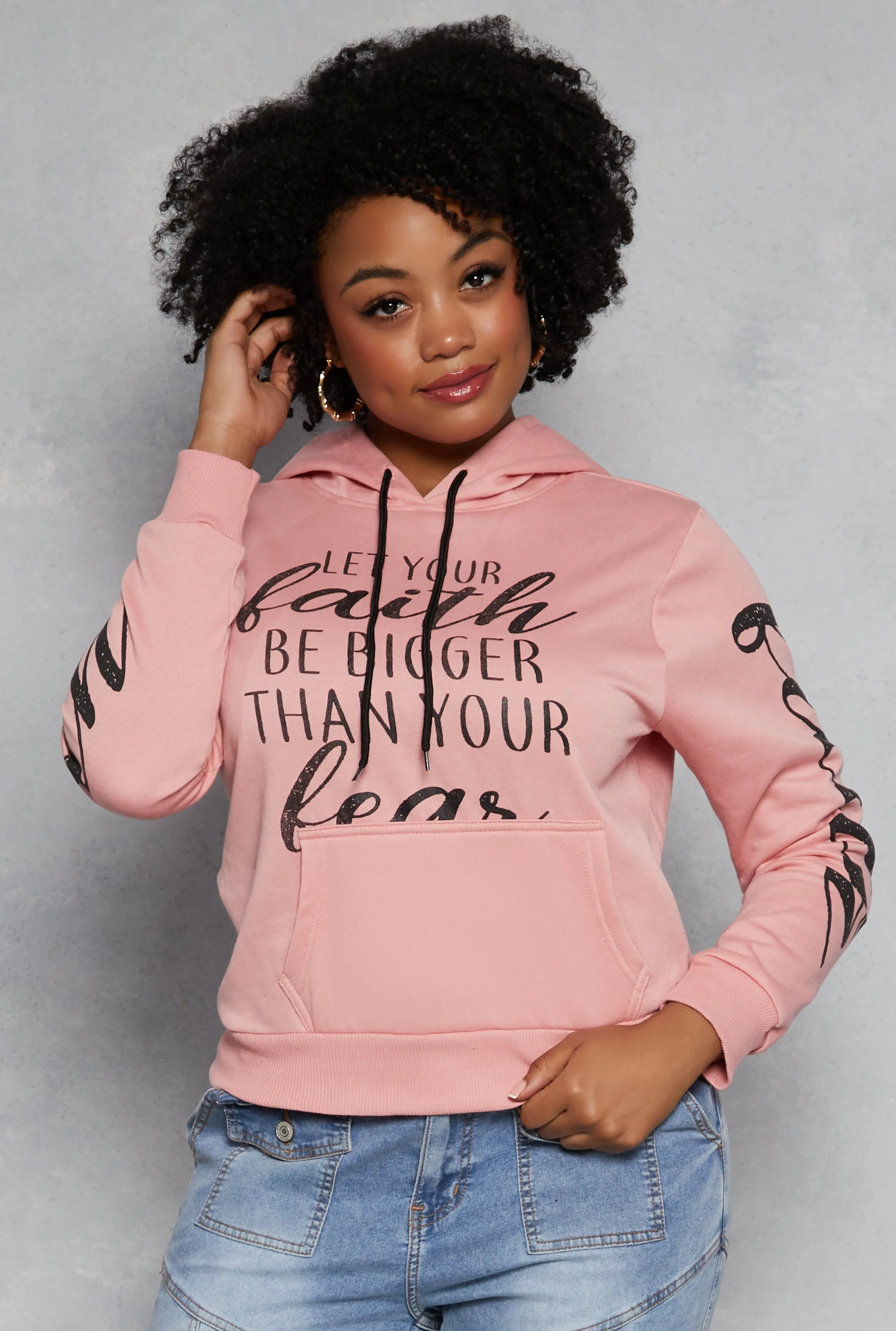 Plus Size Faith Over Fear Hooded Sweatshirt sold by Rainbow