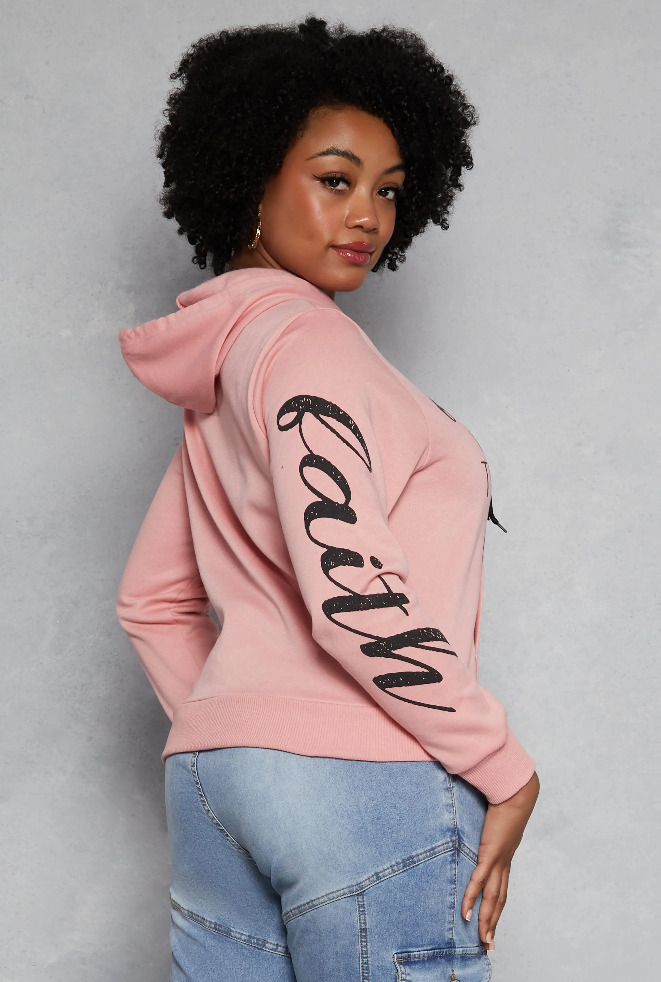 Plus Size Faith Over Fear Hooded Sweatshirt sold by Rainbow product image thumbnail 3
