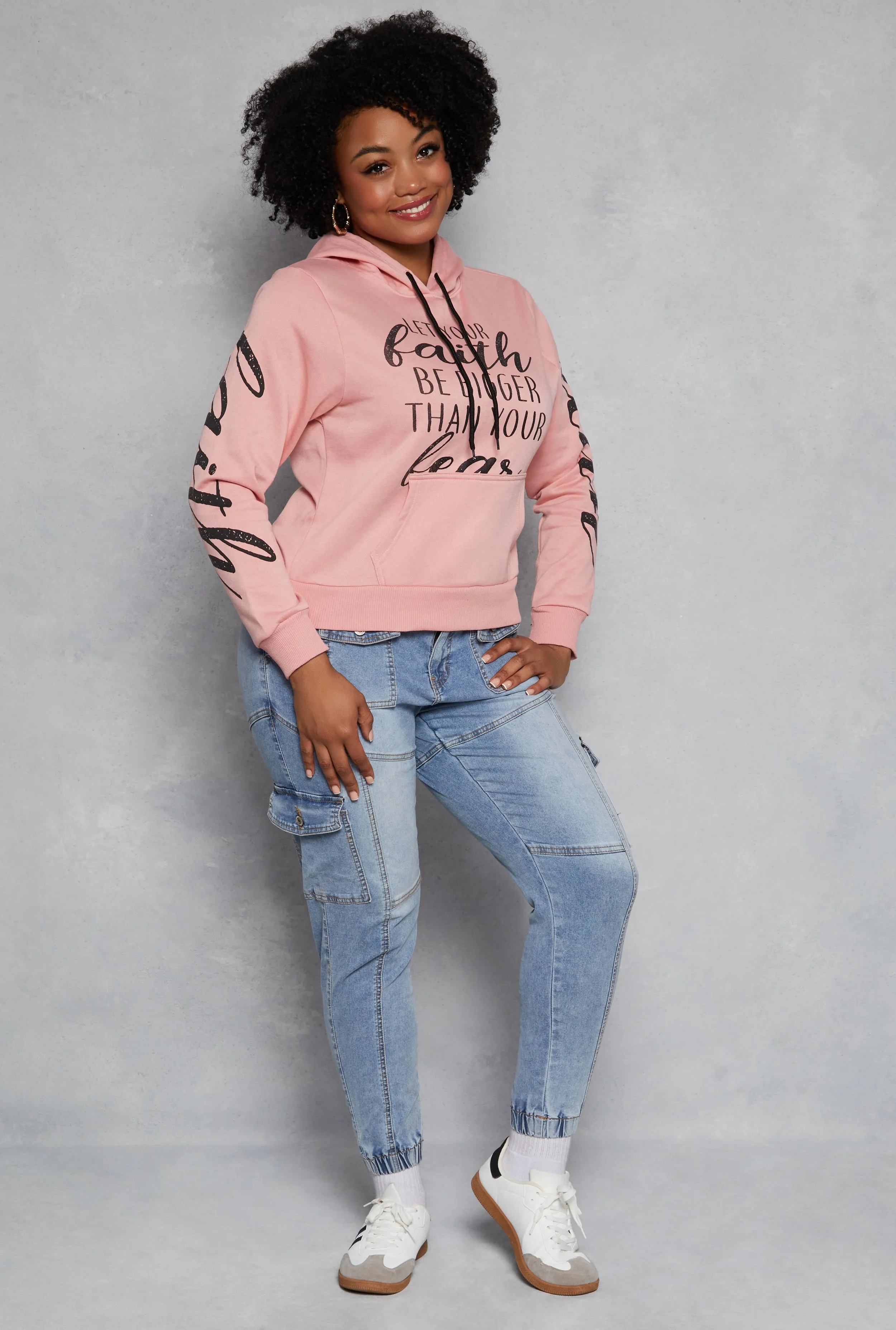 Plus Size Faith Over Fear Hooded Sweatshirt sold by Rainbow product image thumbnail 2