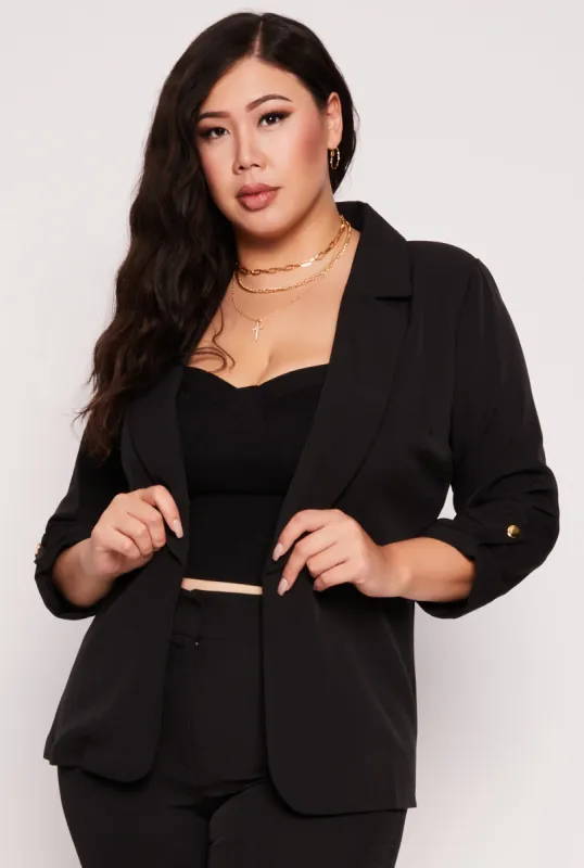 Plus Size Tabbed Long Sleeve Blazer sold by Rainbow