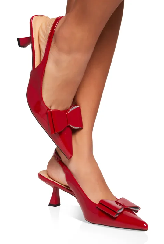 Double Bow Pointed Toe Slingback Pumps sold by Rainbow