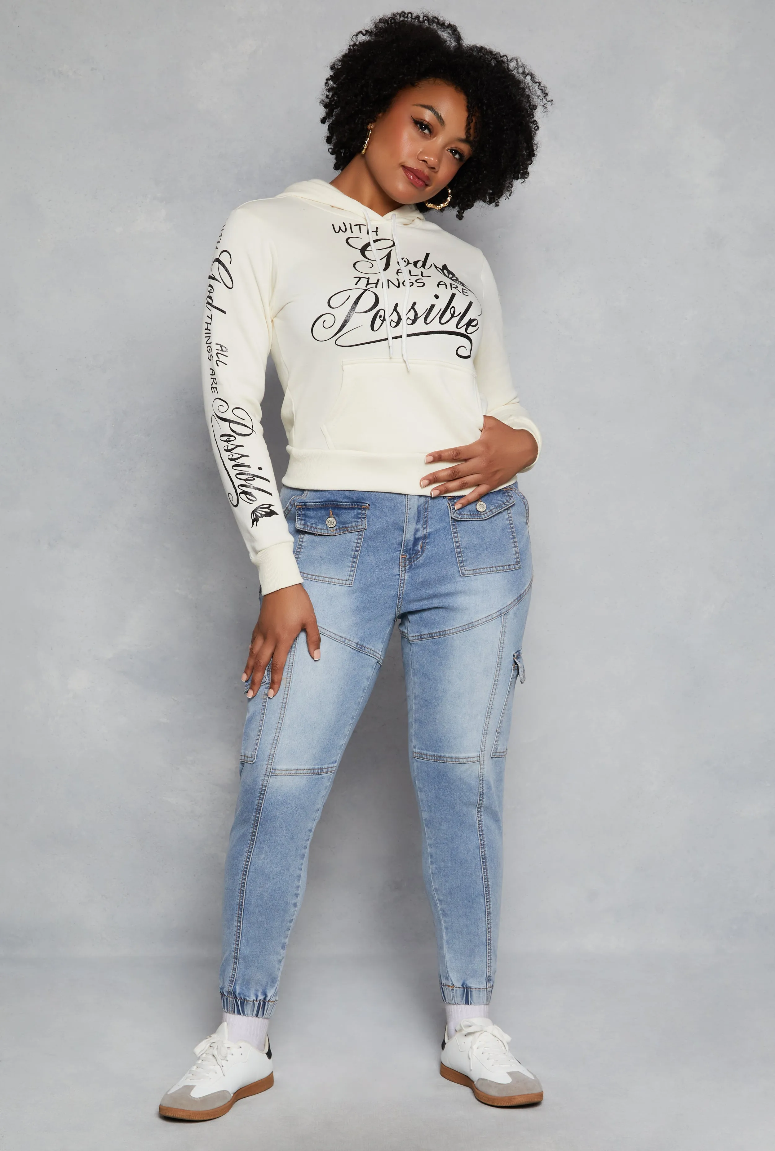 Plus Size With God Hooded Sweatshirt sold by Rainbow product image thumbnail 2