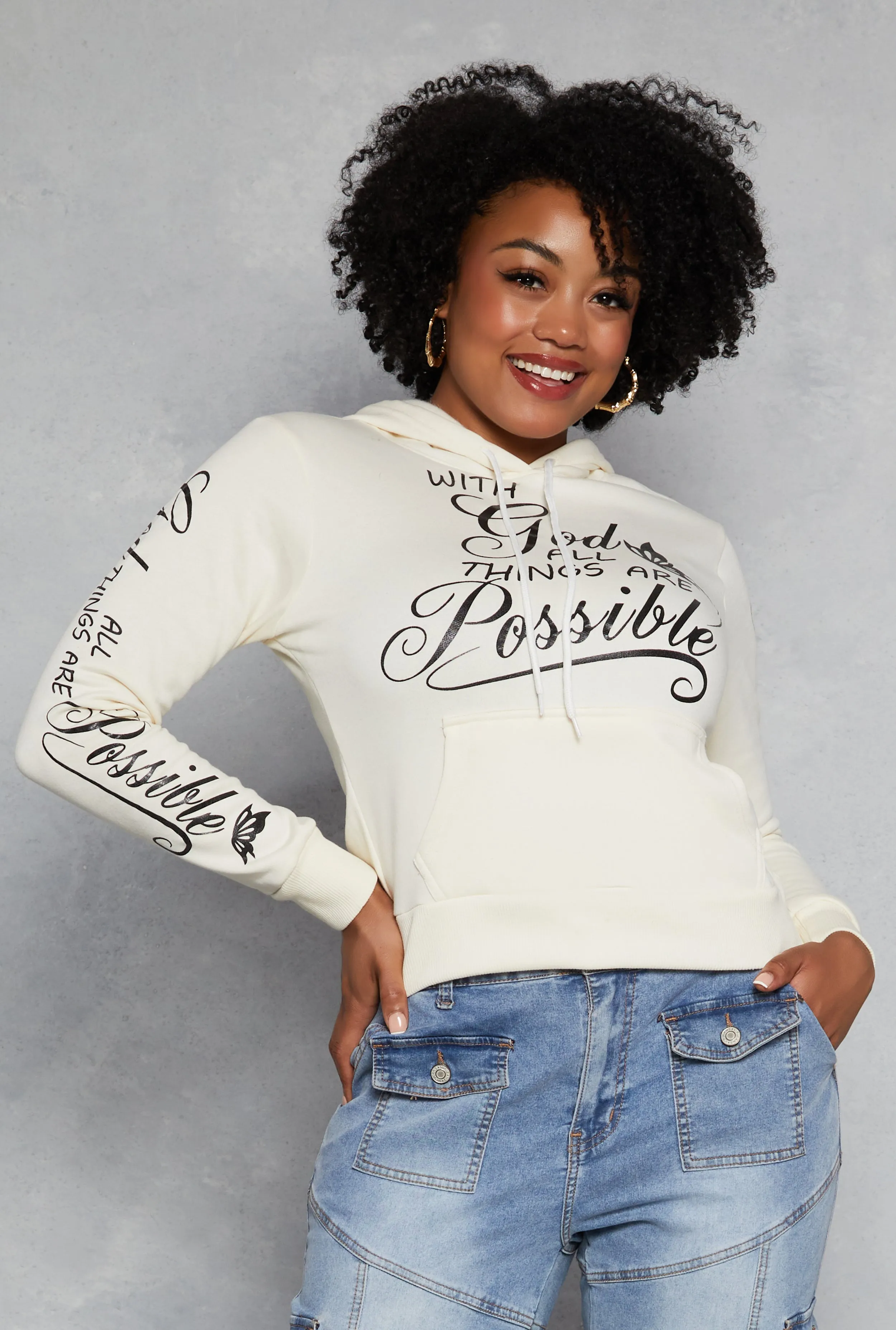 Plus Size With God Hooded Sweatshirt sold by Rainbow