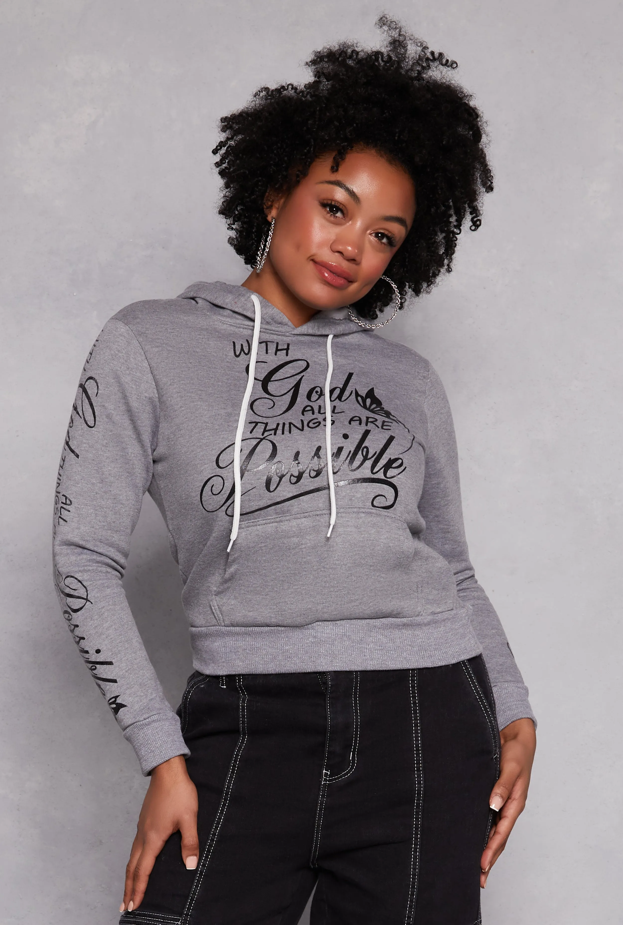 Plus Size With God Hooded Sweatshirt sold by Rainbow