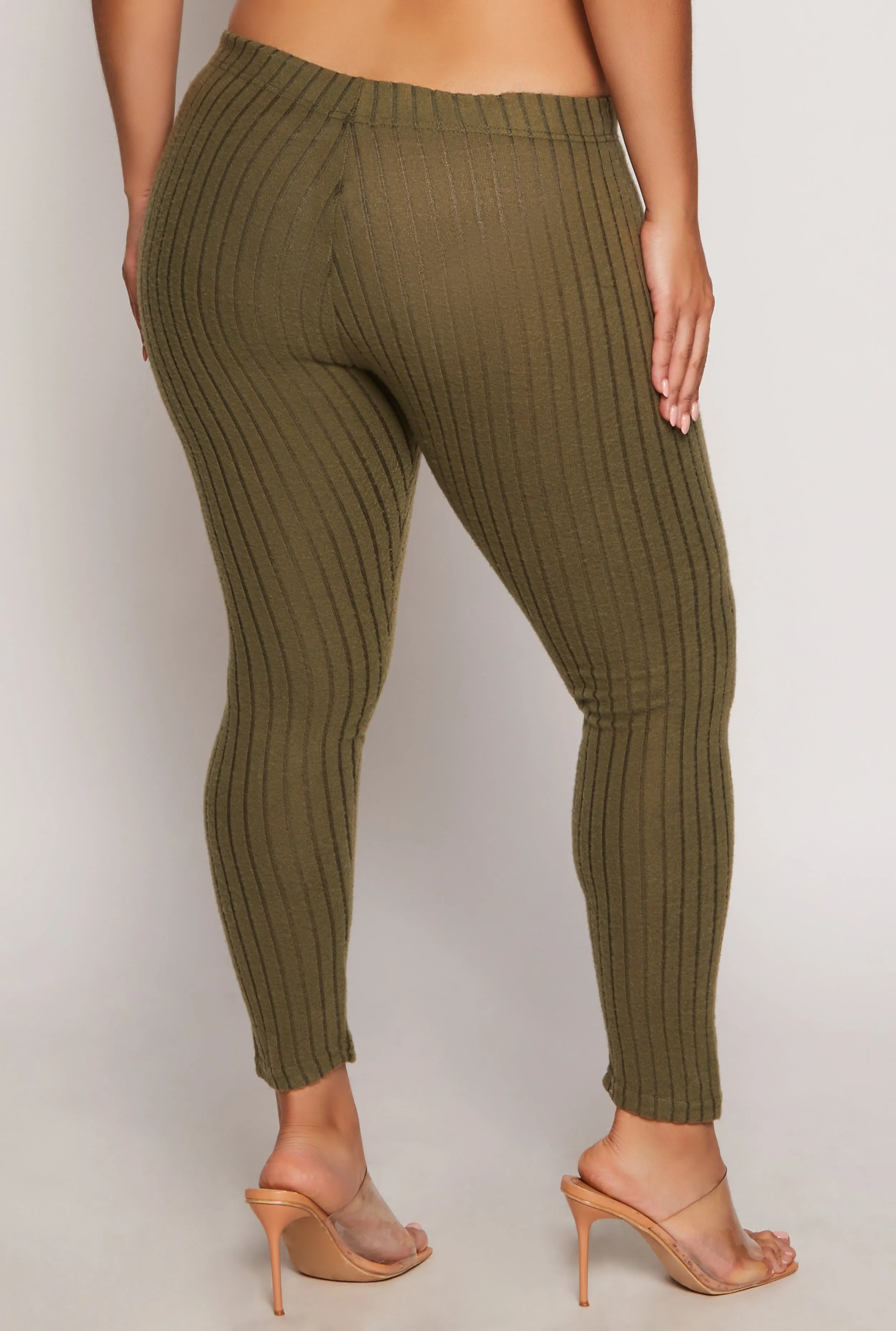 Plus Size Brushed Ribbed Knit Leggings sold by Rainbow product image thumbnail 3