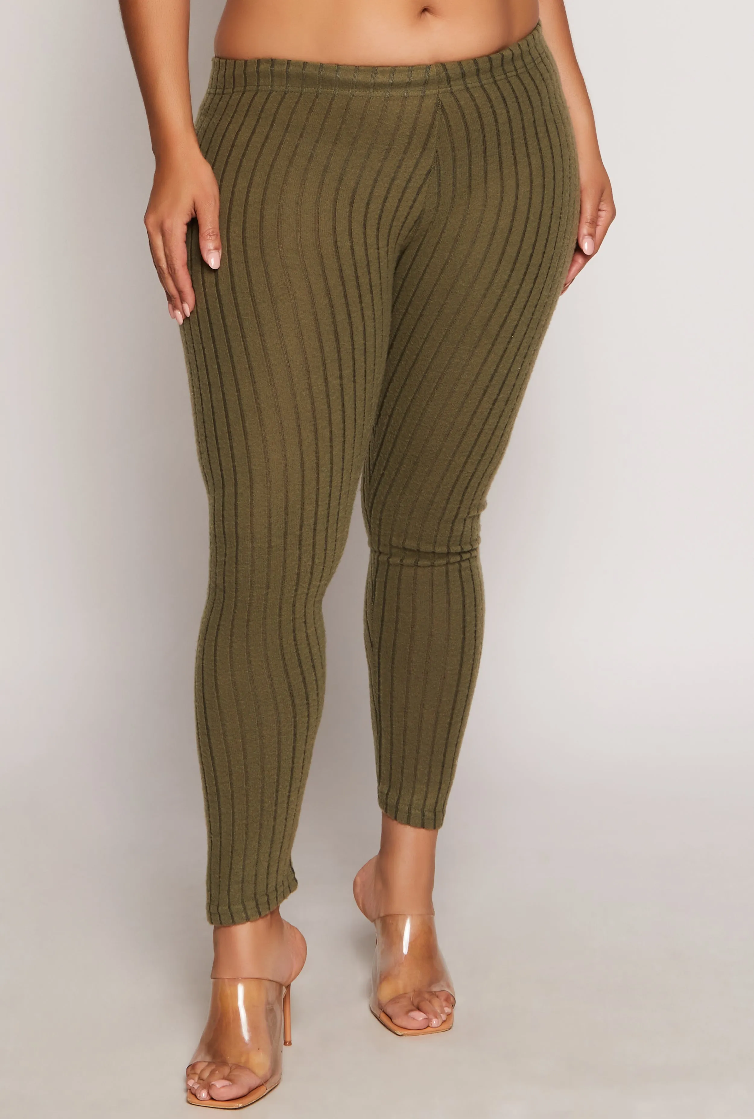 Plus Size Brushed Ribbed Knit Leggings sold by Rainbow product image thumbnail 2