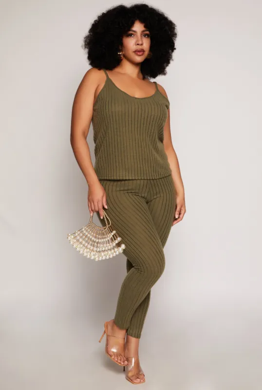 Plus Size Brushed Ribbed Knit Leggings made by Rainbow