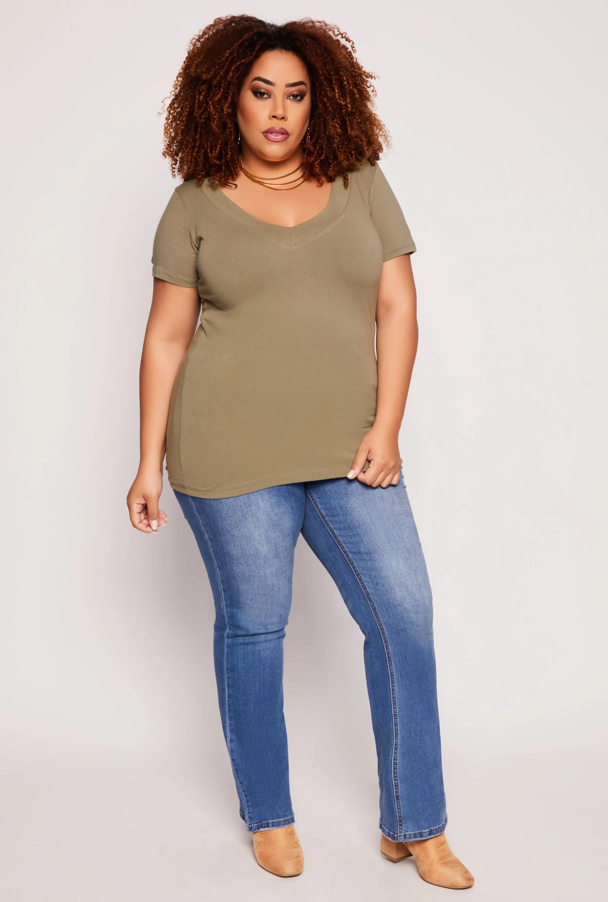 Plus Size Basic V Neck Tee sold by Rainbow product image thumbnail 2