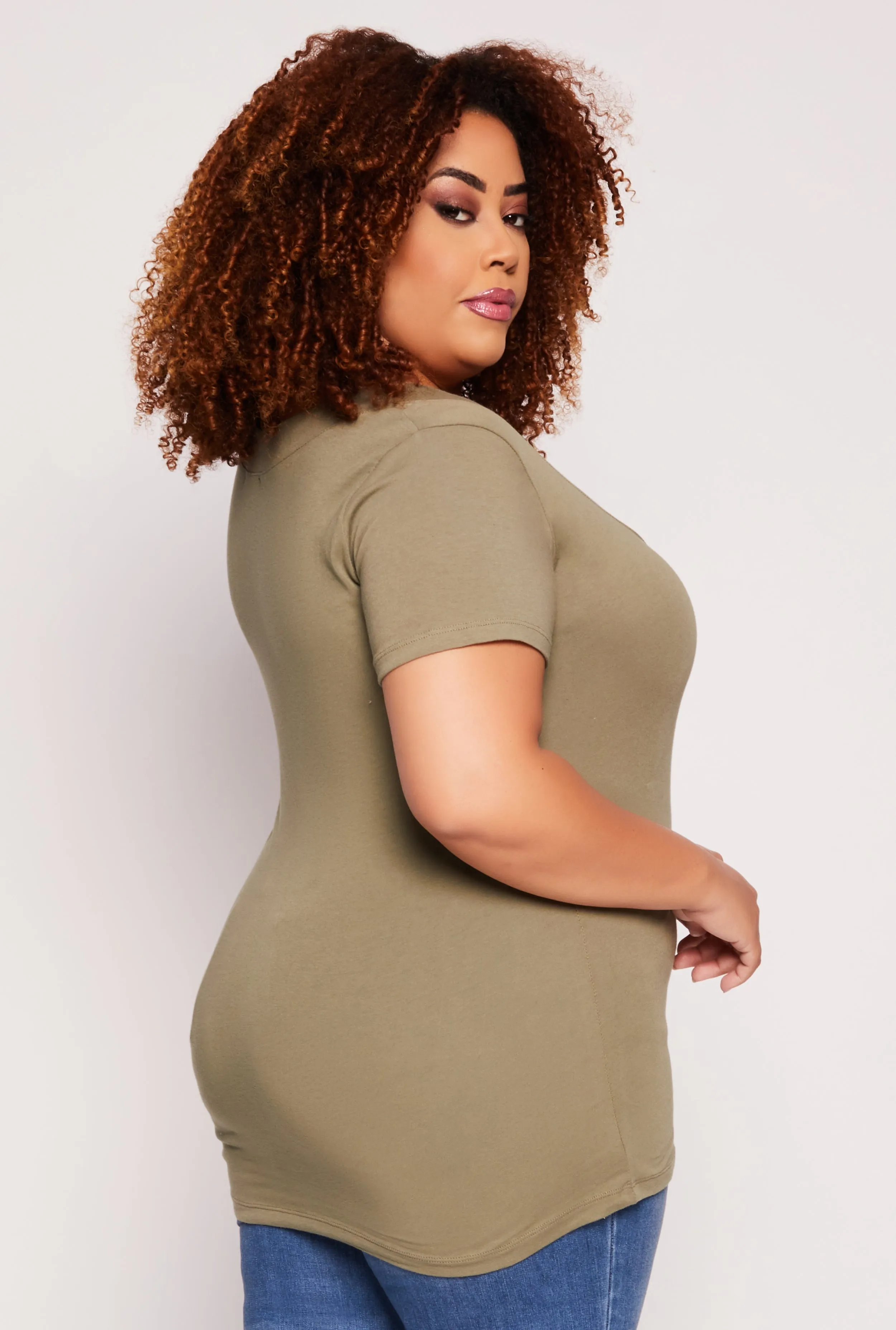 Plus Size Basic V Neck Tee sold by Rainbow product image thumbnail 3