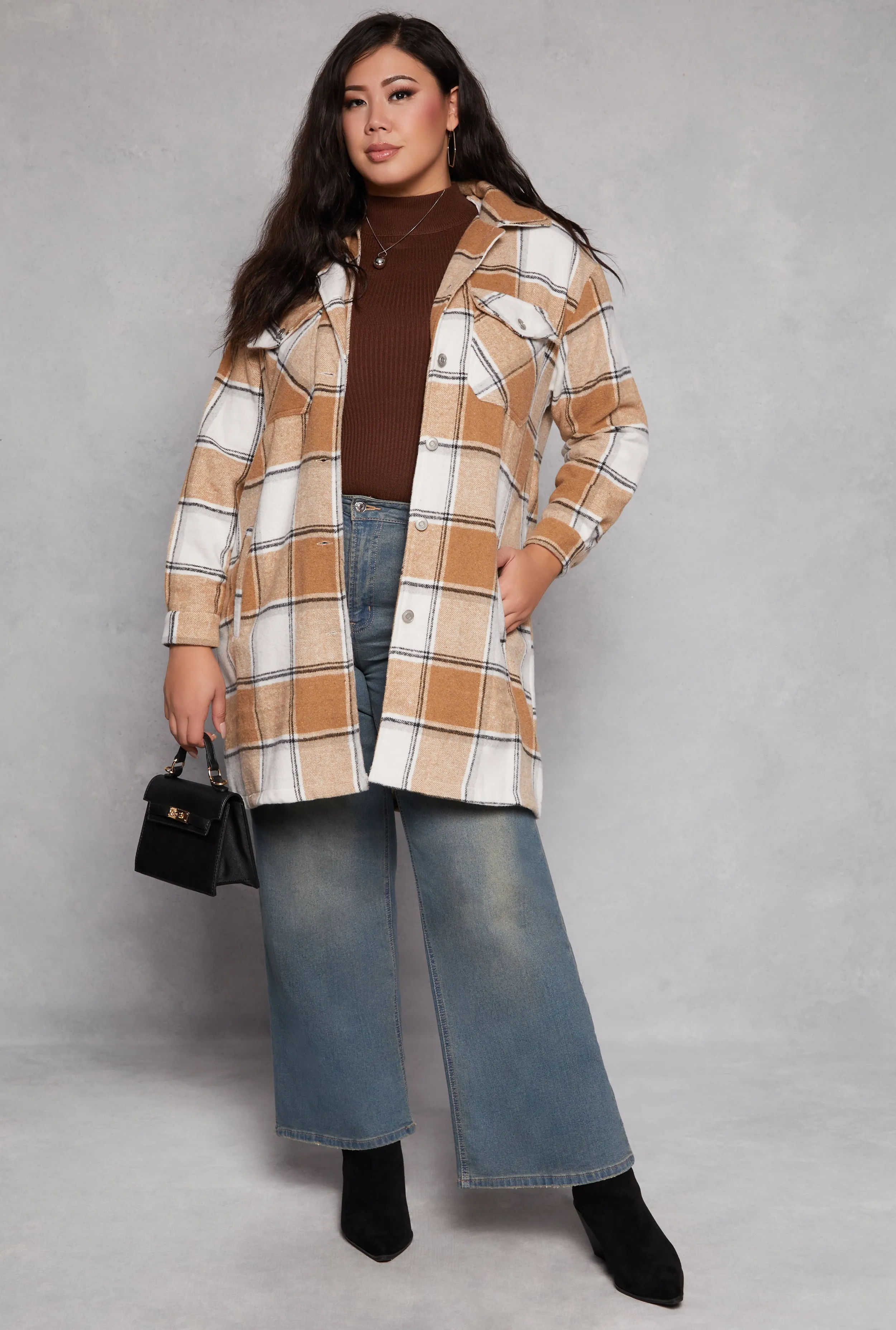 Plus Size Spoon Jeans Plaid Fleece Shacket sold by Rainbow product image thumbnail 2