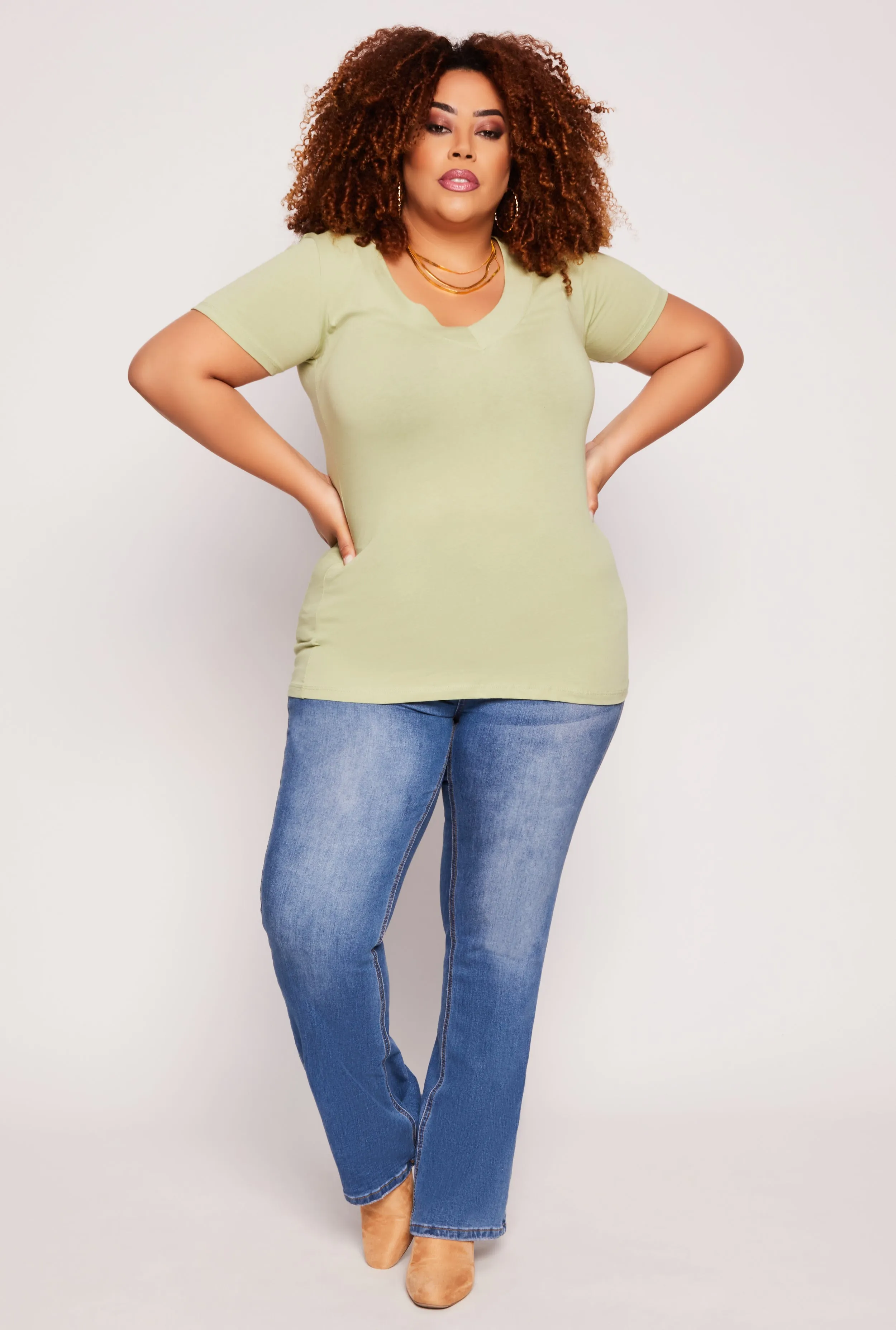 Plus Size Basic V Neck Tee sold by Rainbow product image thumbnail 2