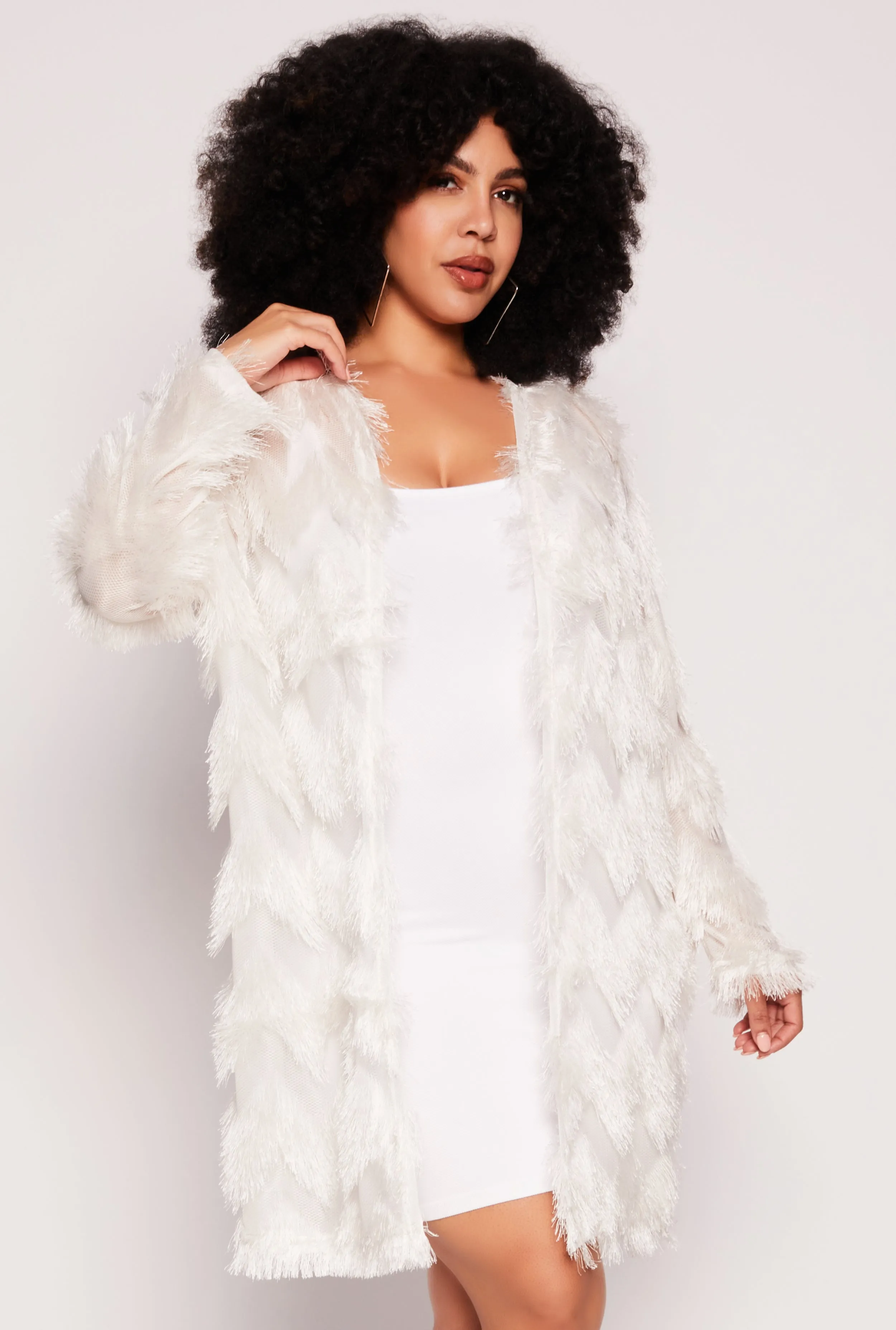 Plus Size Chevron Eyelash Knit Duster sold by Rainbow