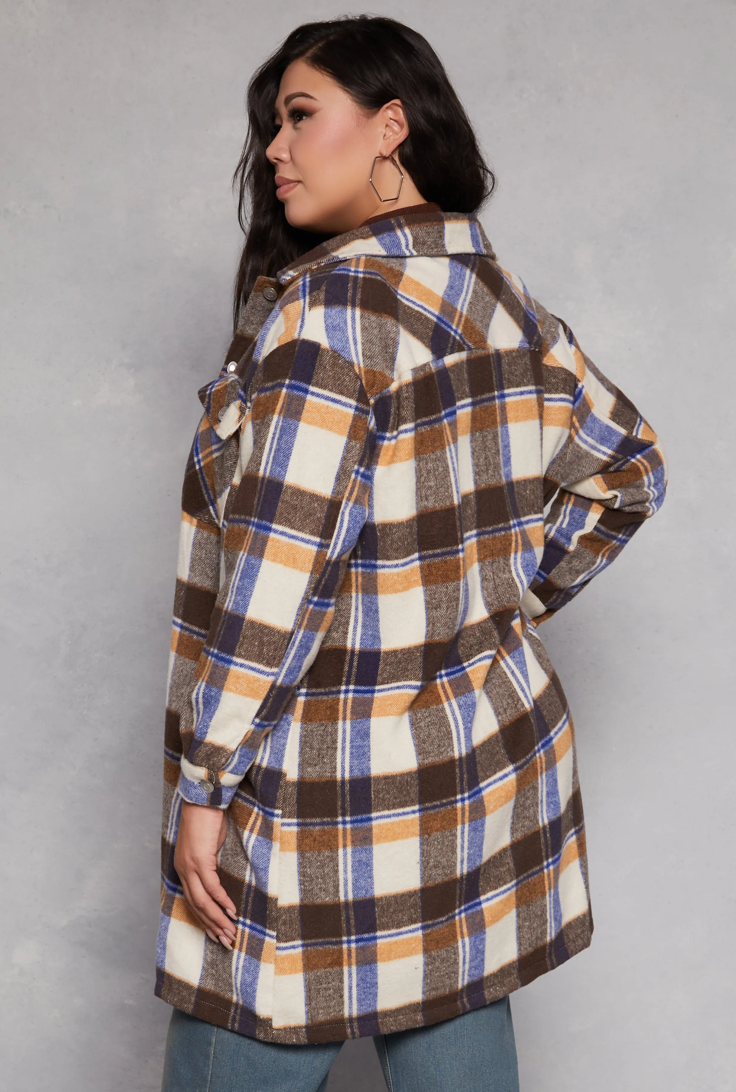 Plus Size Spoon Jeans Plaid Fleece Shacket sold by Rainbow product image thumbnail 3