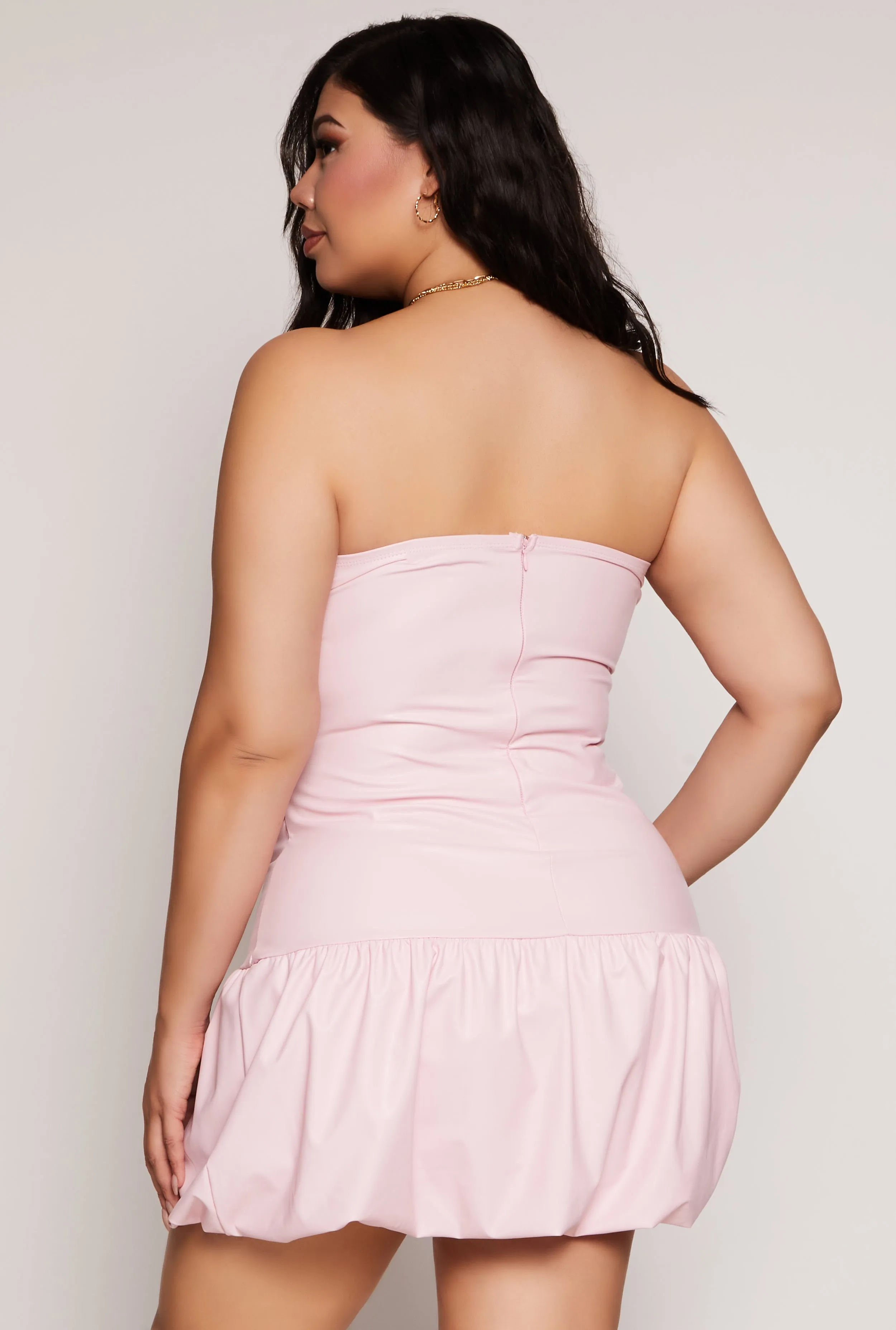 Plus Size Almost Famous Faux Leather Bubble Hem Mini Dress sold by Rainbow product image thumbnail 3