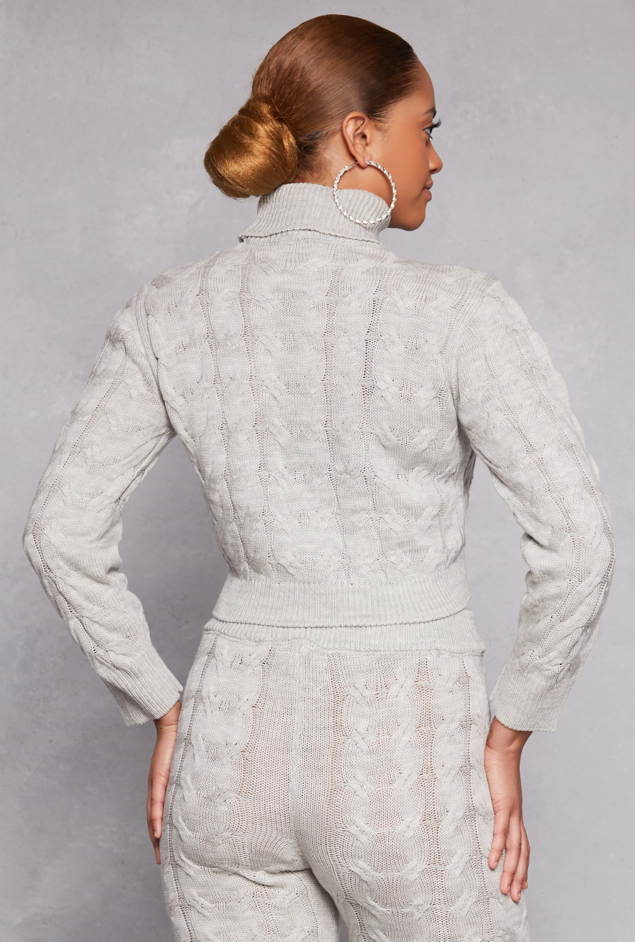 Cable Knit Turtleneck Cropped Sweater sold by Rainbow product image thumbnail 3