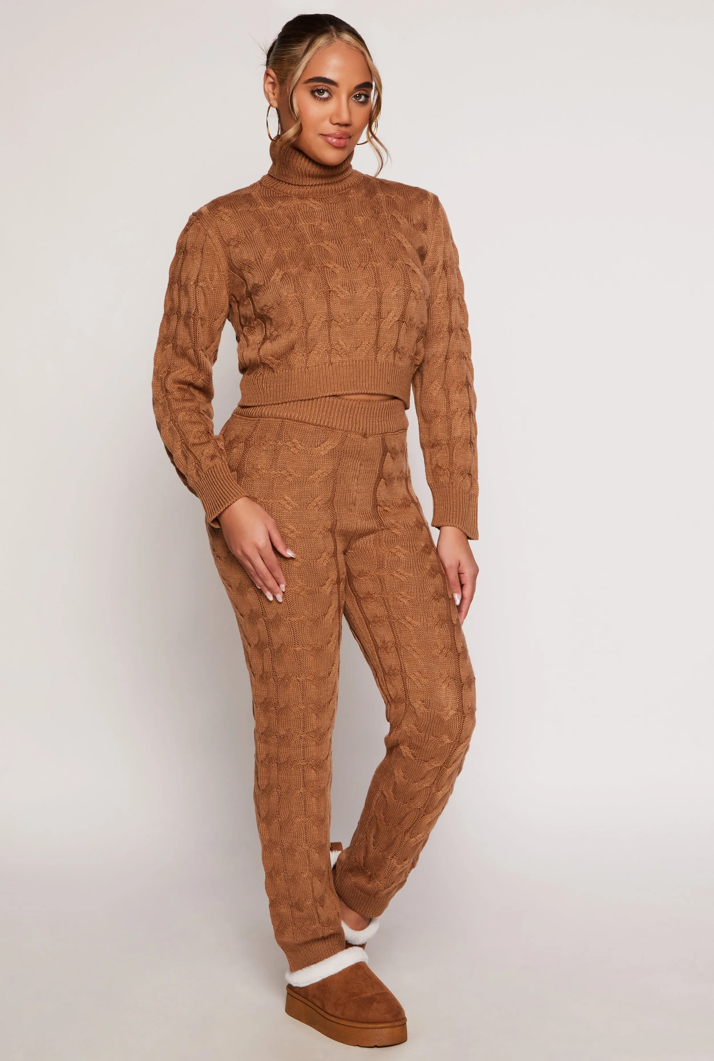 Cable Knit Turtleneck Cropped Sweater sold by Rainbow product image thumbnail 2