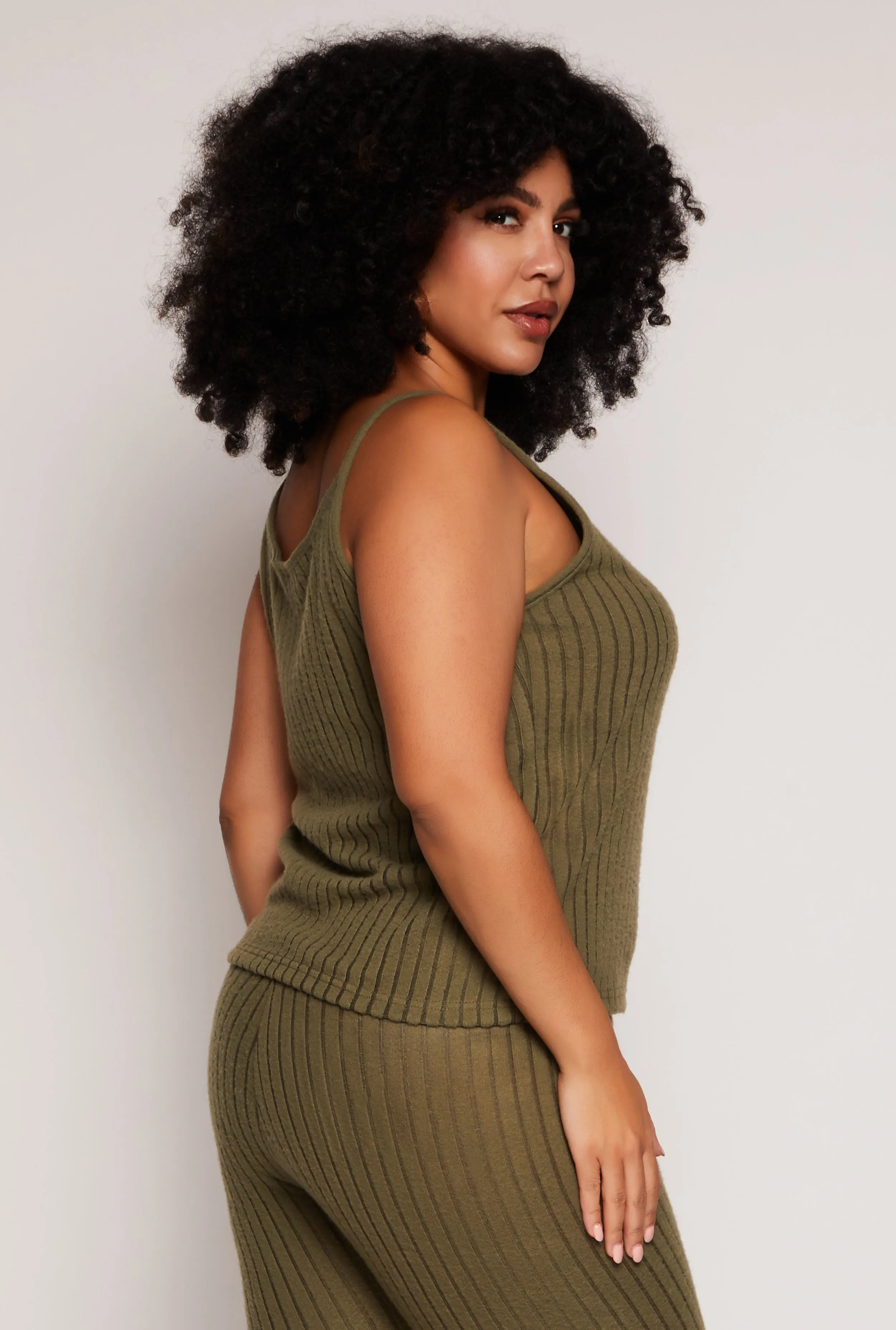 Plus Size Brushed Ribbed Knit Cami sold by Rainbow product image thumbnail 3