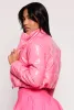 Faux Patent Leather Cropped Puffer Jacket sold by Rainbow