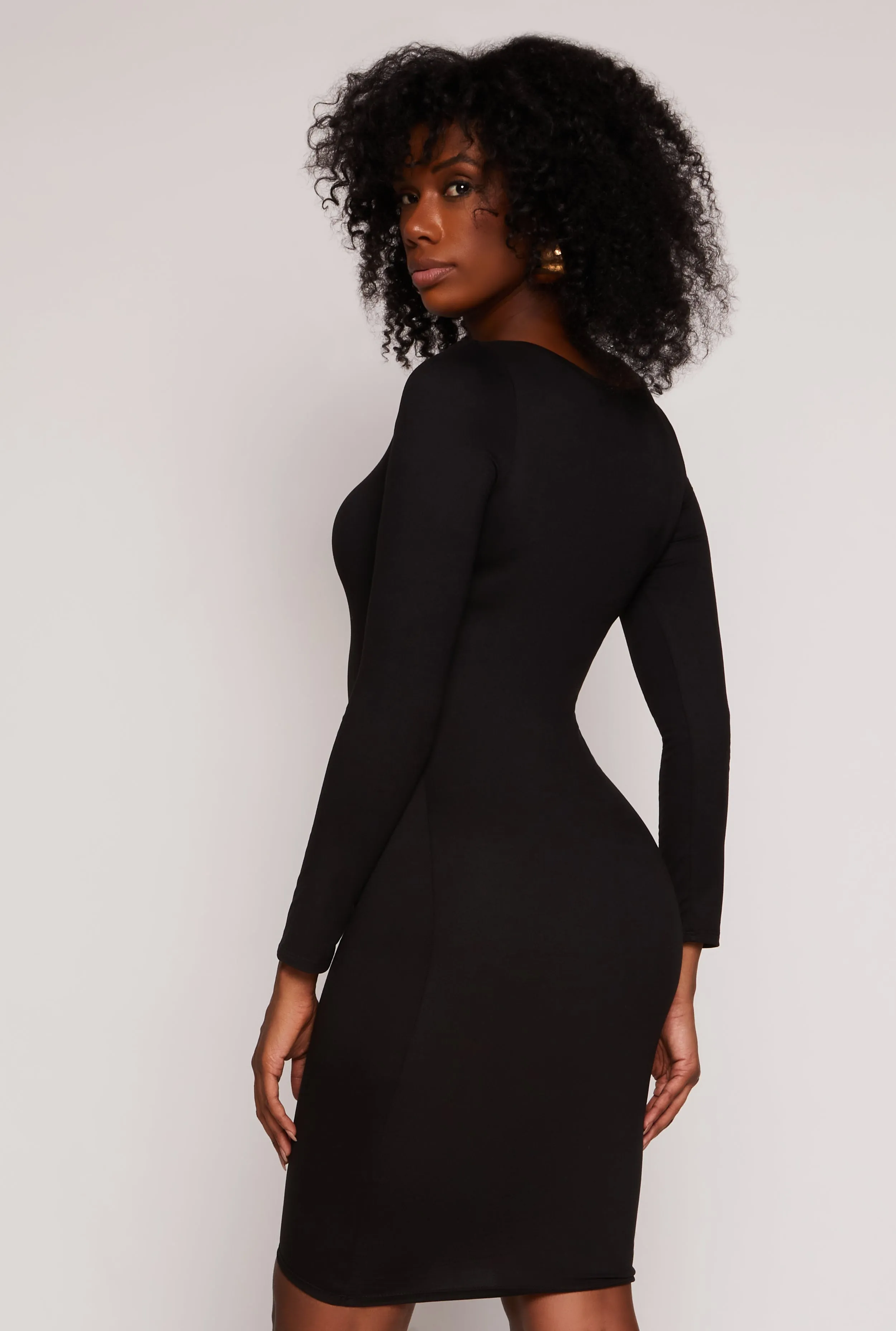 Long Sleeve Scoop Neck Midi Dress sold by Rainbow product image thumbnail 3