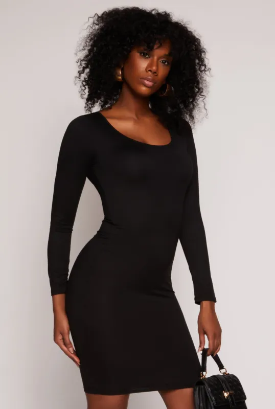 Long Sleeve Scoop Neck Midi Dress sold by Rainbow