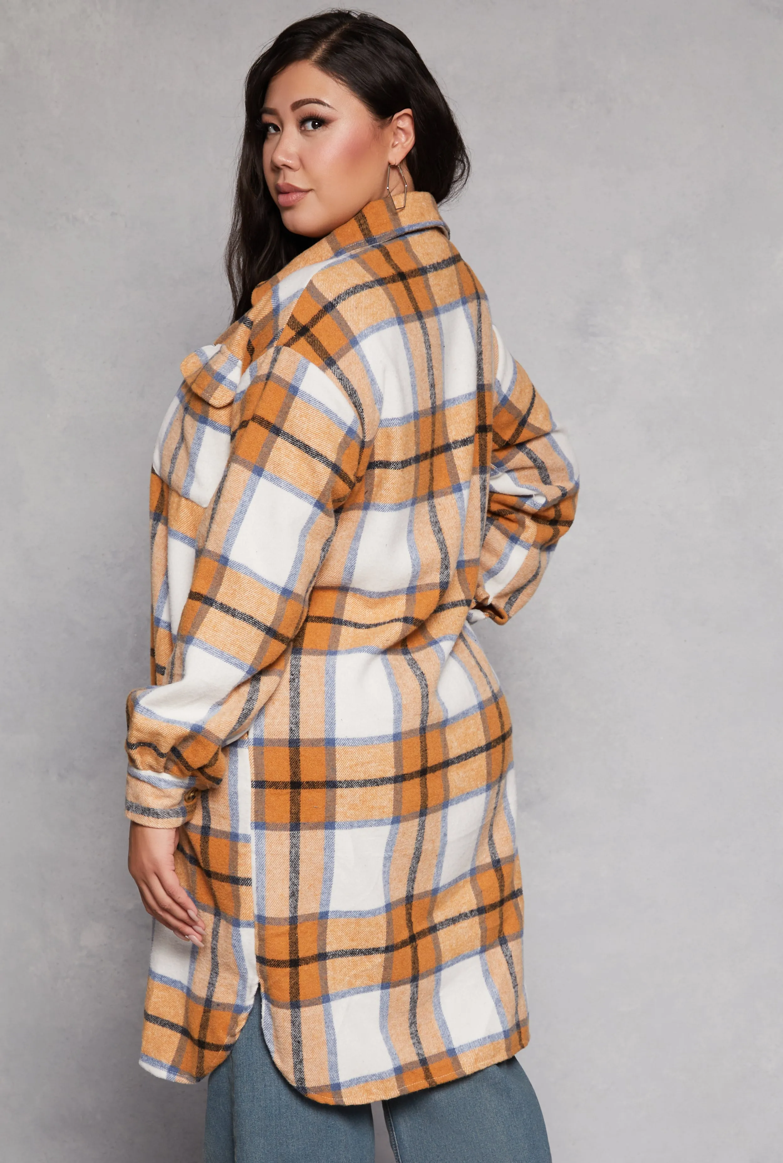 Plus Size Spoon Jeans Plaid Button Front Shacket sold by Rainbow product image thumbnail 3