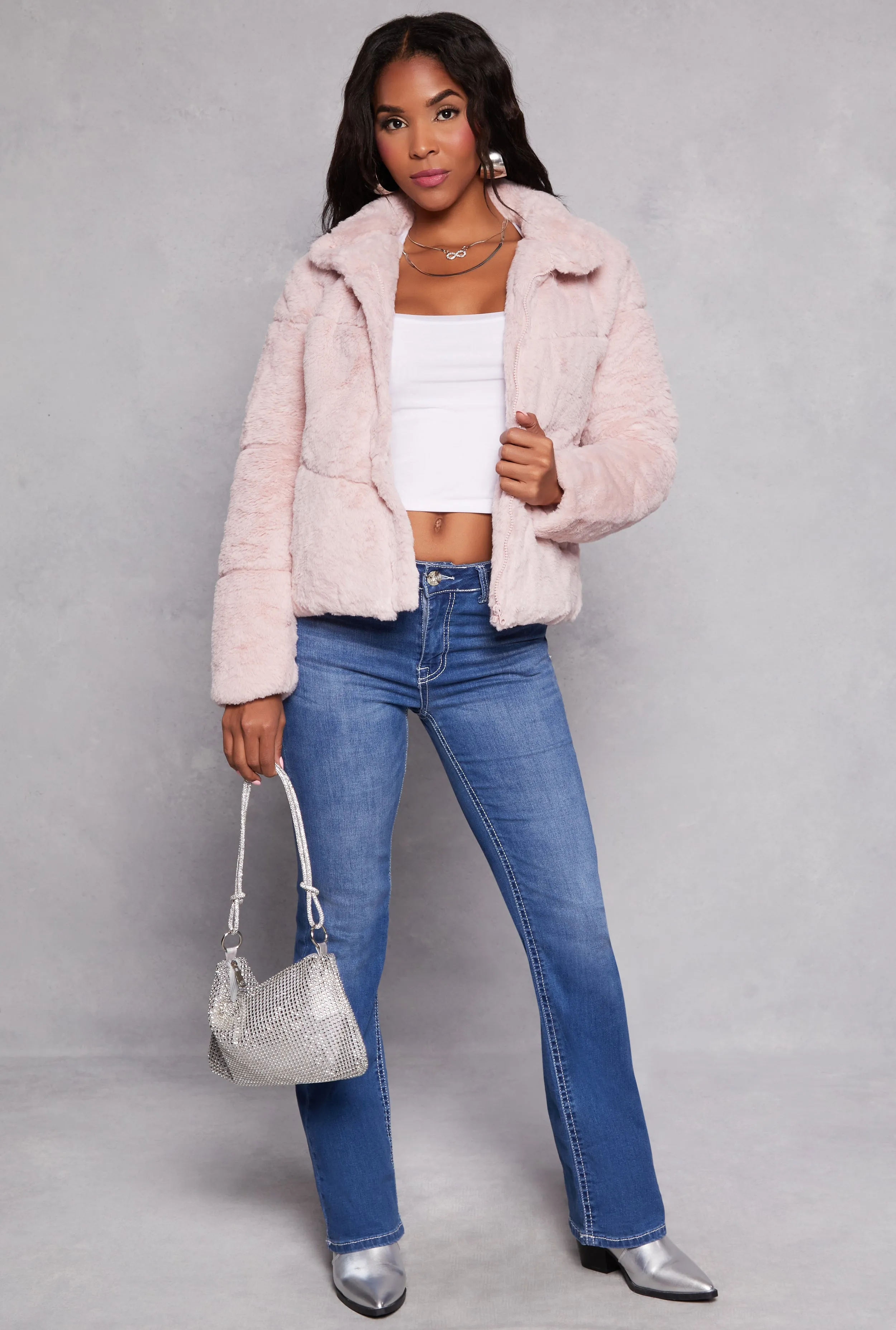 Faux Fur Zip Front Jacket sold by Rainbow product image thumbnail 2