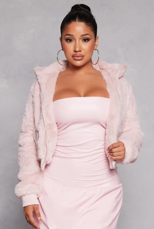 Faux Fur Bomber Jacket sold by Rainbow