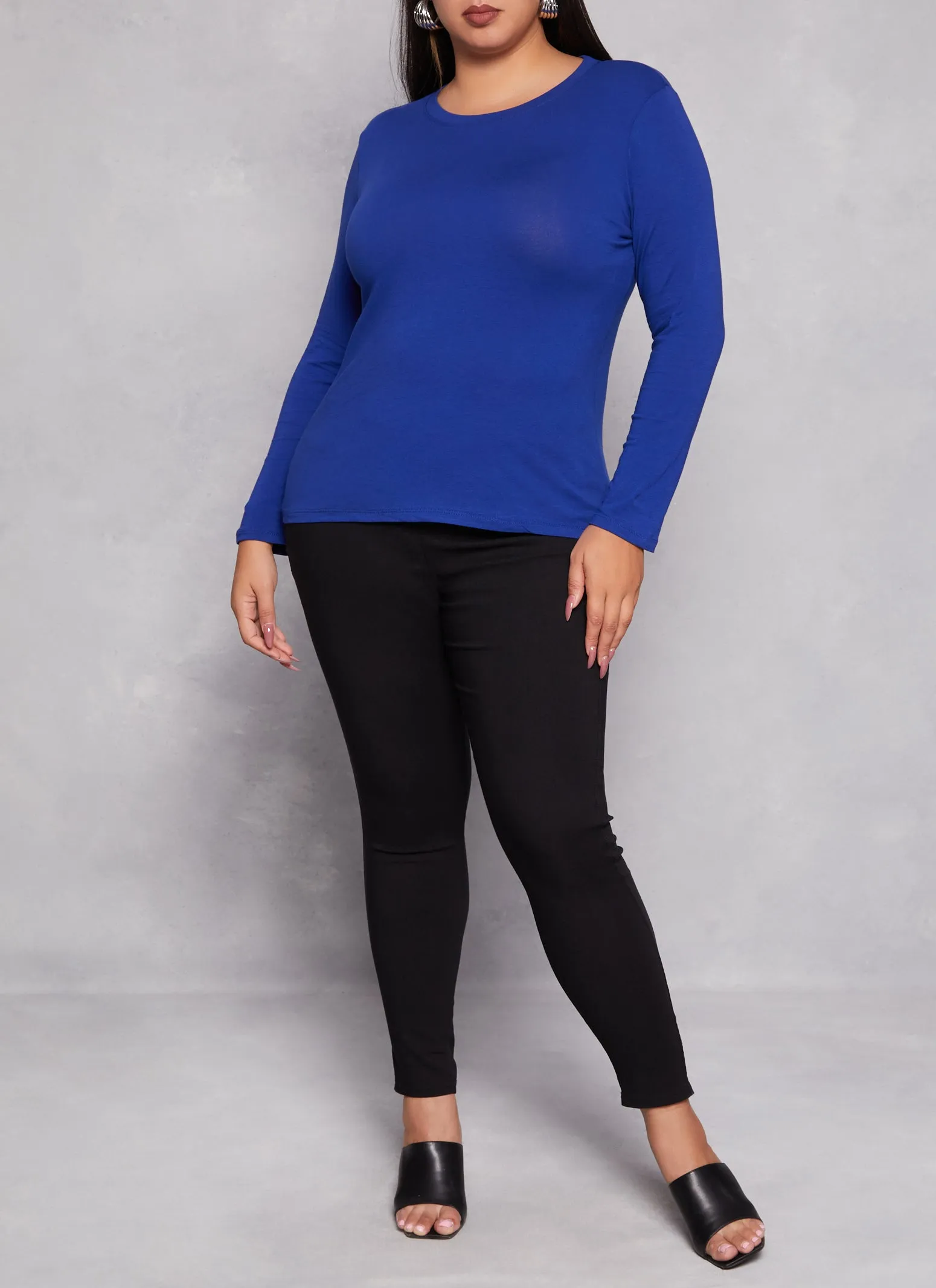Plus Size Long Sleeve Basic T Shirt sold by Rainbow product image thumbnail 2