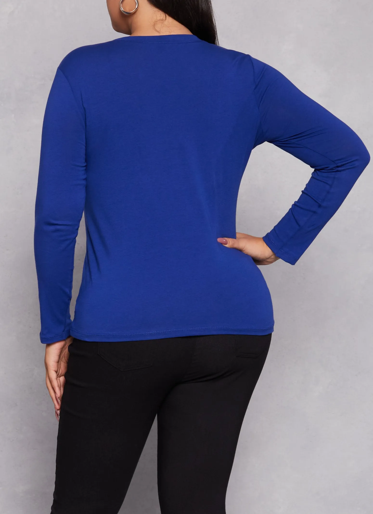 Plus Size Long Sleeve Basic T Shirt sold by Rainbow product image thumbnail 3