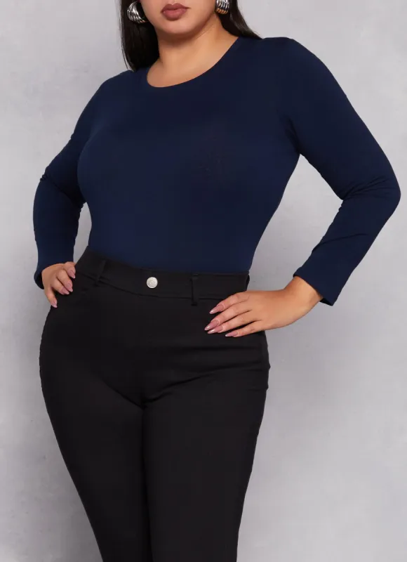 Plus Size Long Sleeve Basic T Shirt sold by Rainbow
