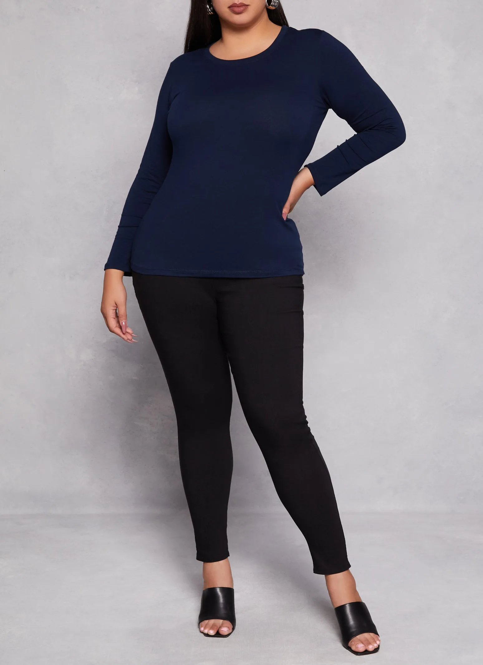 Plus Size Long Sleeve Basic T Shirt sold by Rainbow product image thumbnail 2