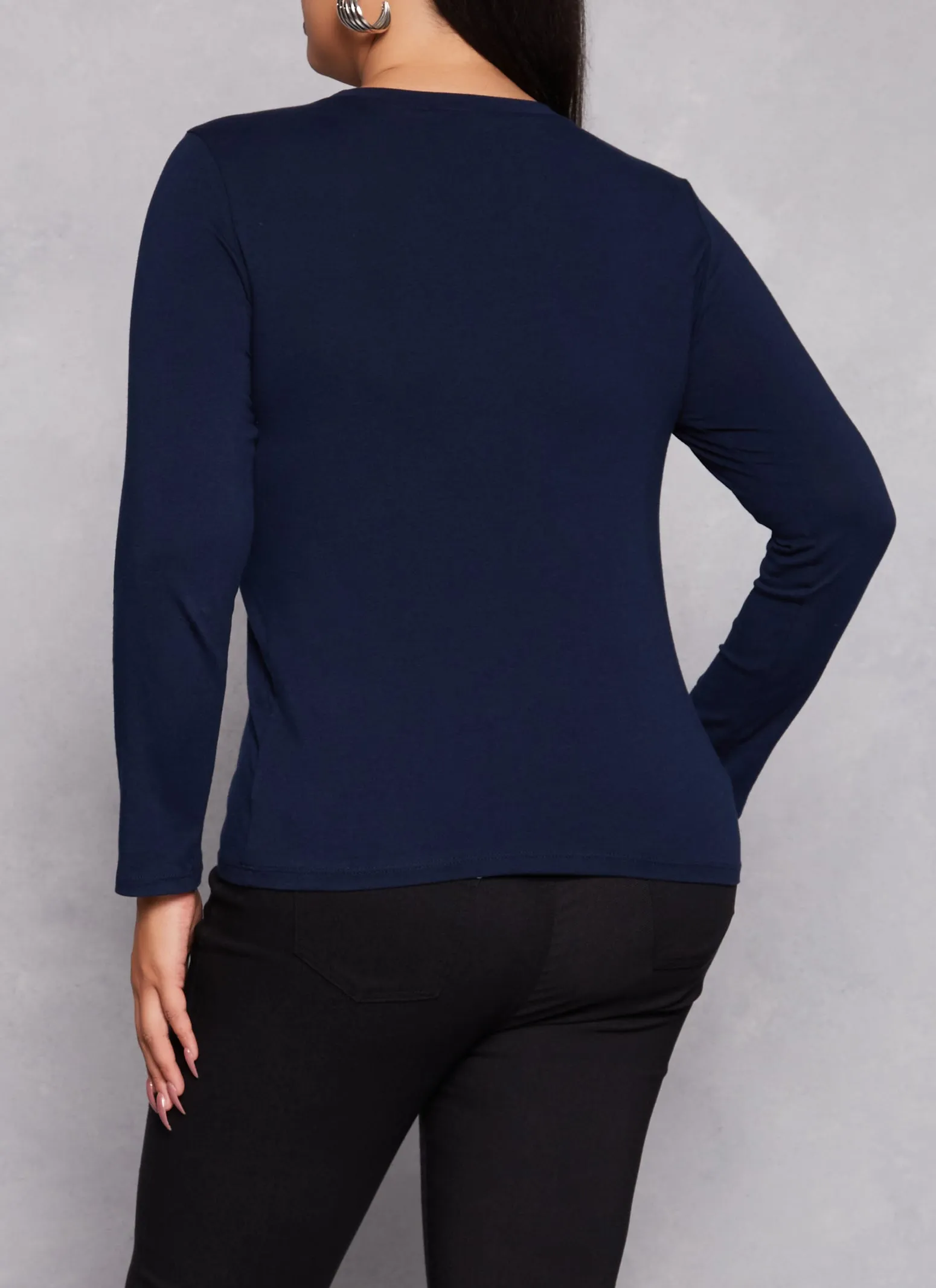 Plus Size Long Sleeve Basic T Shirt sold by Rainbow product image thumbnail 3