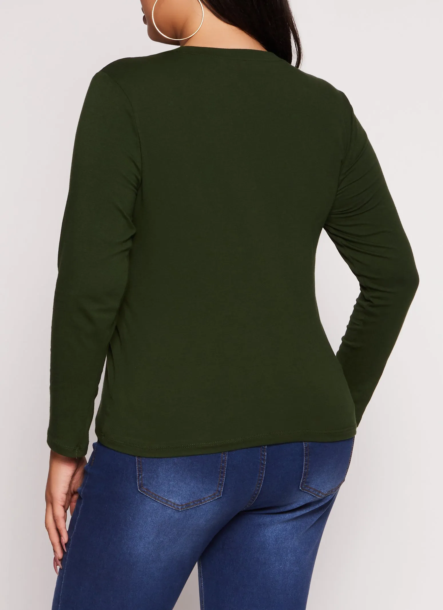 Plus Size Long Sleeve Basic T Shirt sold by Rainbow product image thumbnail 3