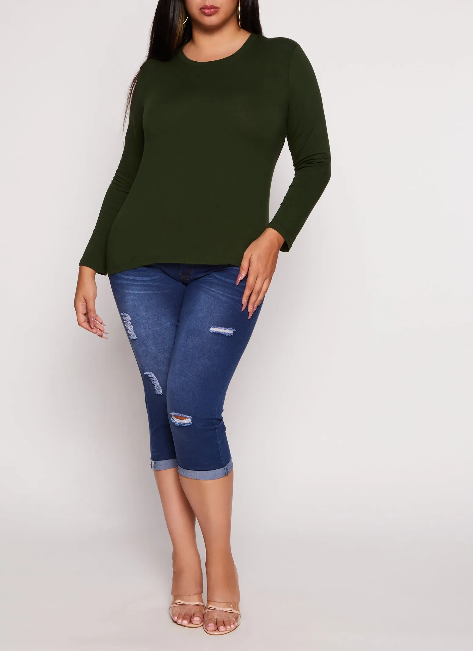 Plus Size Long Sleeve Basic T Shirt sold by Rainbow product image thumbnail 2