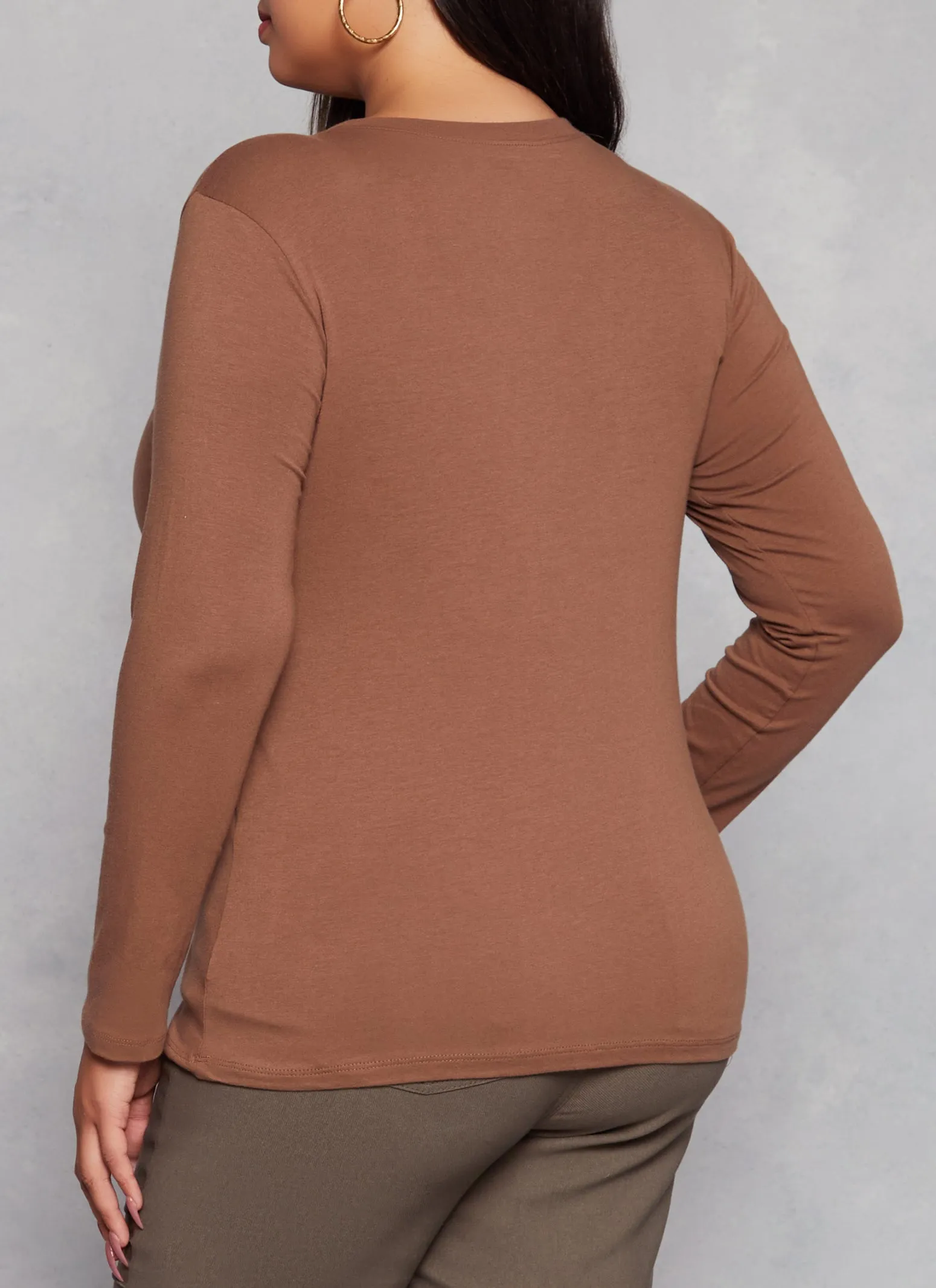 Plus Size Long Sleeve Basic T Shirt sold by Rainbow product image thumbnail 3