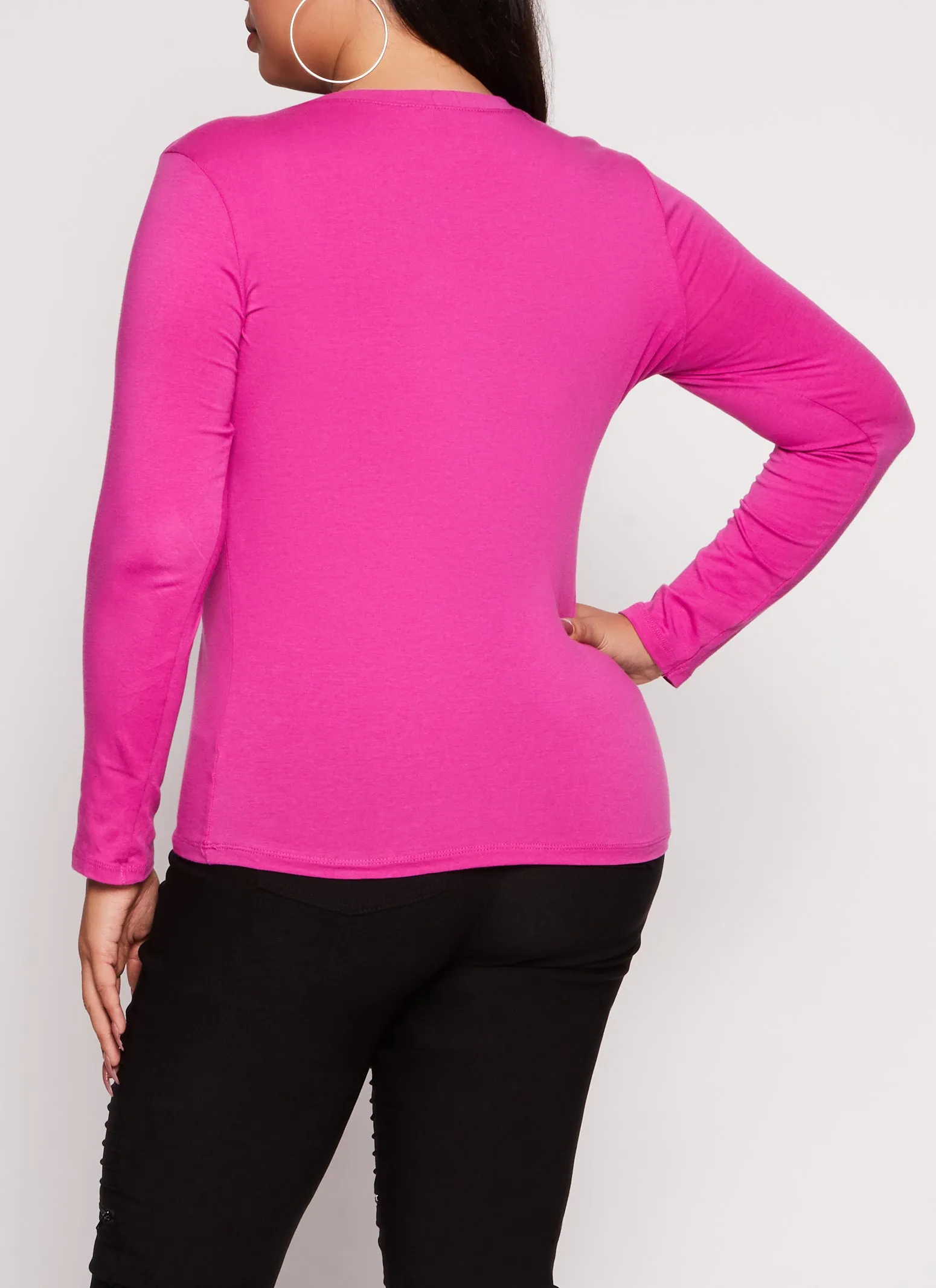Plus Size Long Sleeve Basic T Shirt sold by Rainbow product image thumbnail 3