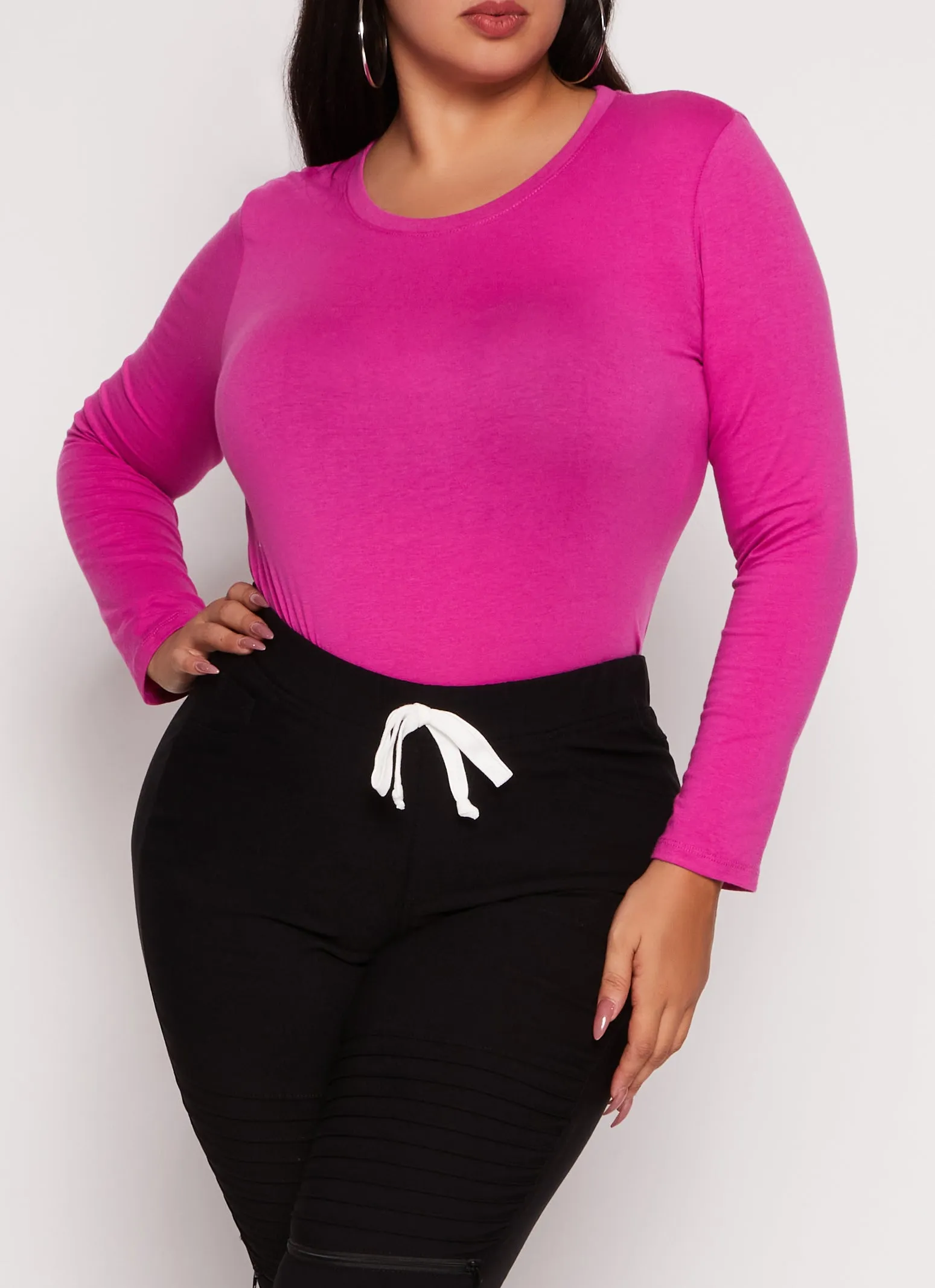 Plus Size Long Sleeve Basic T Shirt sold by Rainbow