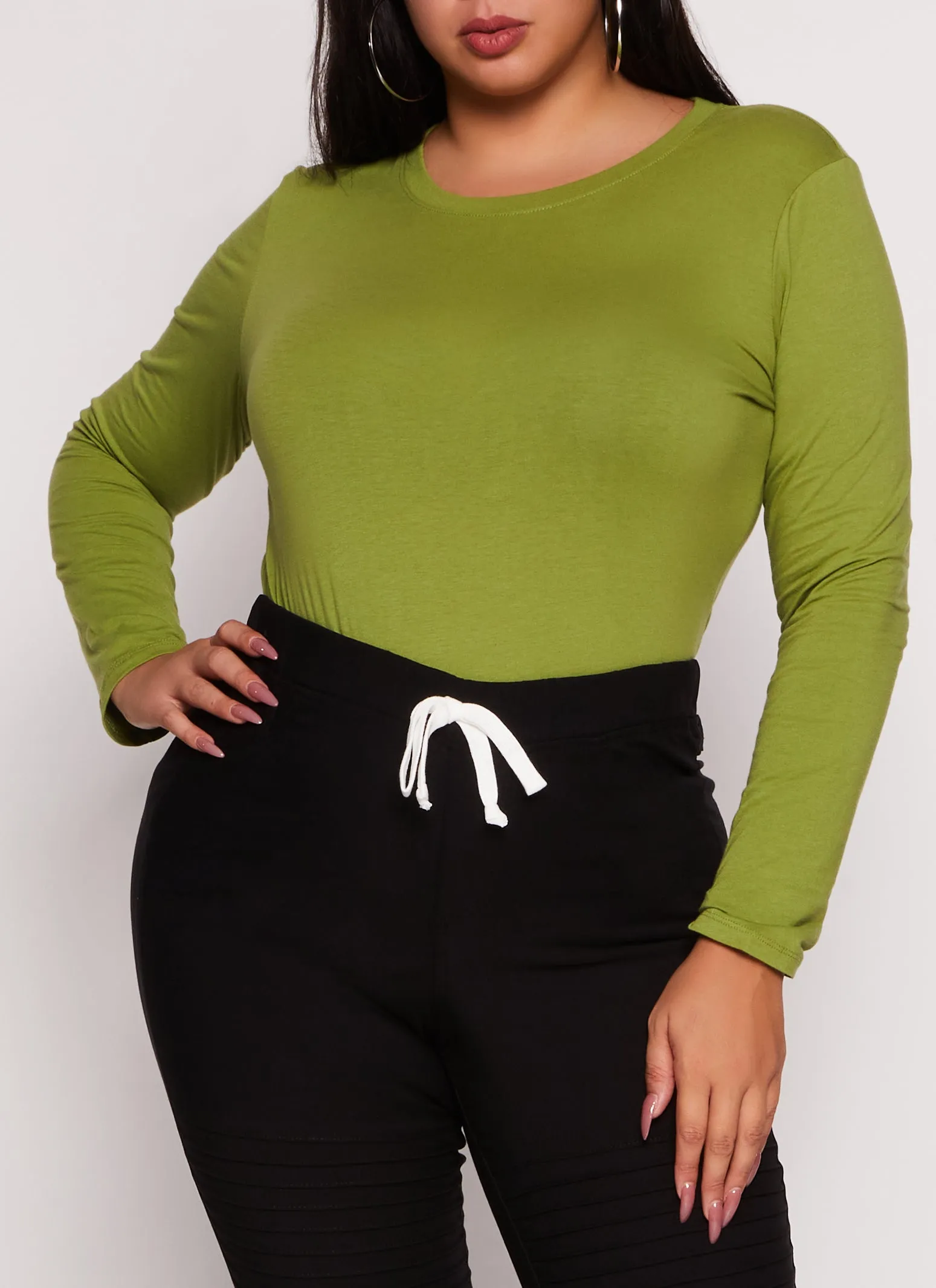 Plus Size Long Sleeve Basic T Shirt sold by Rainbow