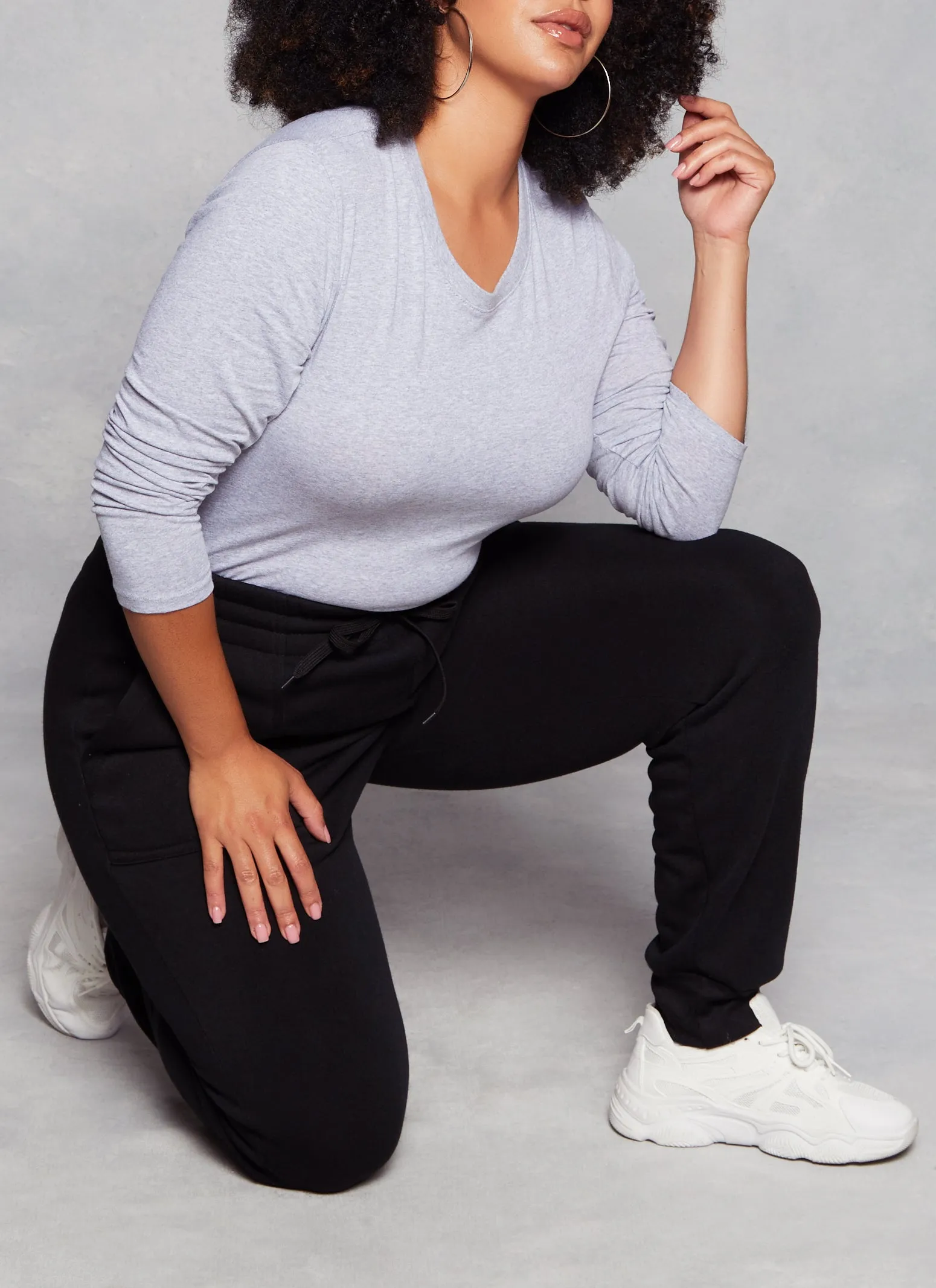 Plus Size Long Sleeve Basic T Shirt sold by Rainbow product image thumbnail 2