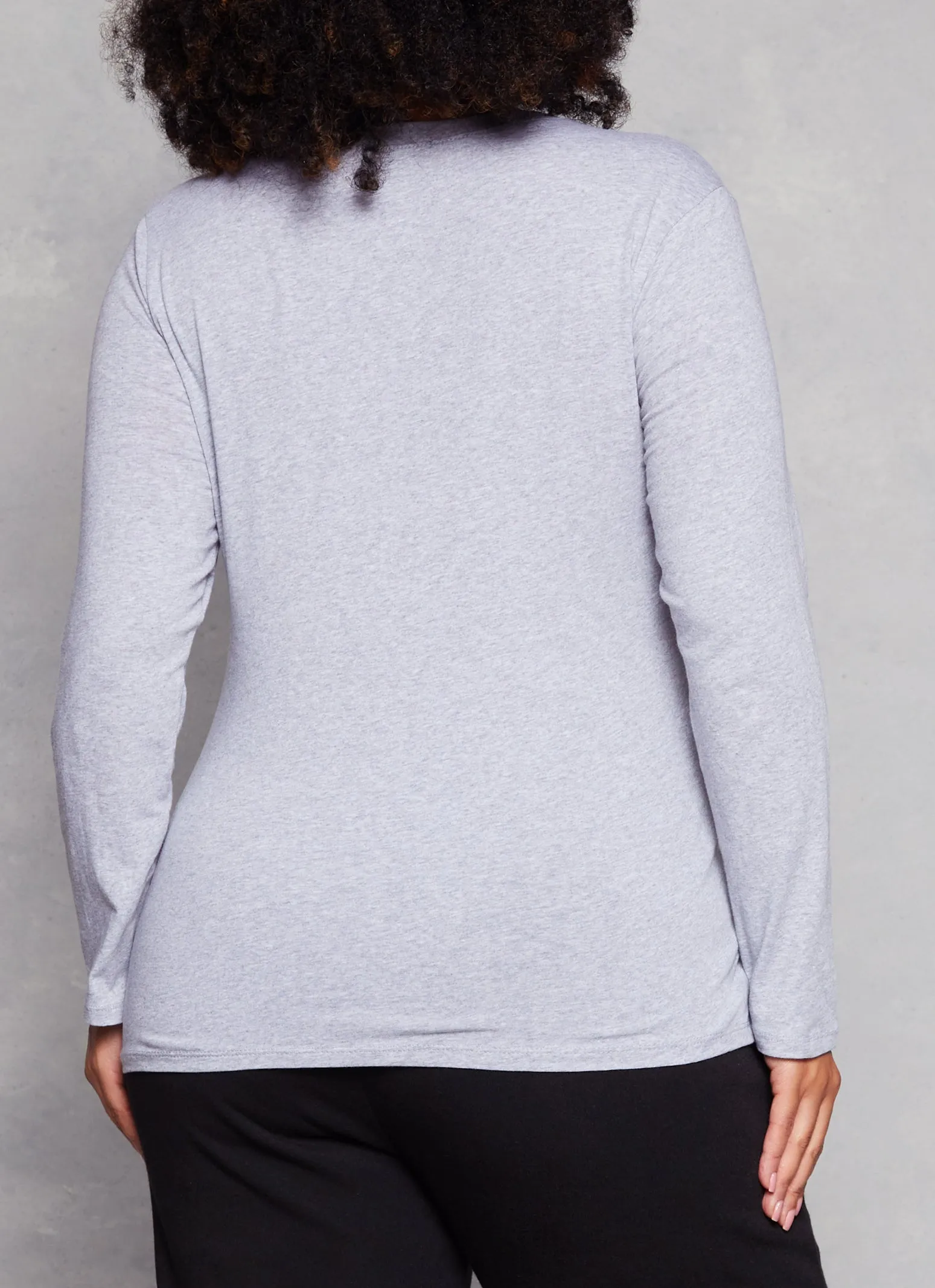 Plus Size Long Sleeve Basic T Shirt sold by Rainbow product image thumbnail 3