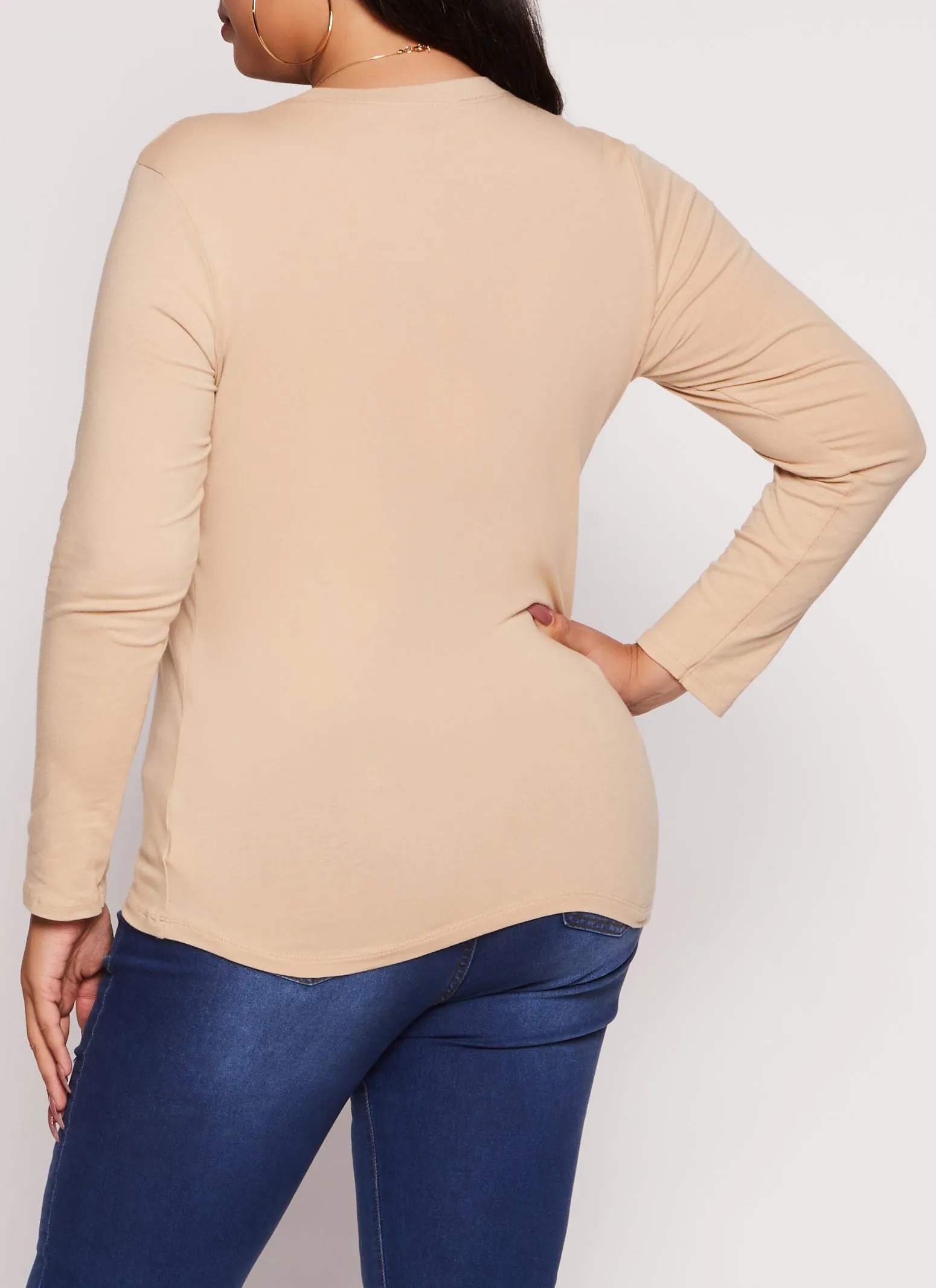 Plus Size Long Sleeve Basic T Shirt sold by Rainbow product image thumbnail 3