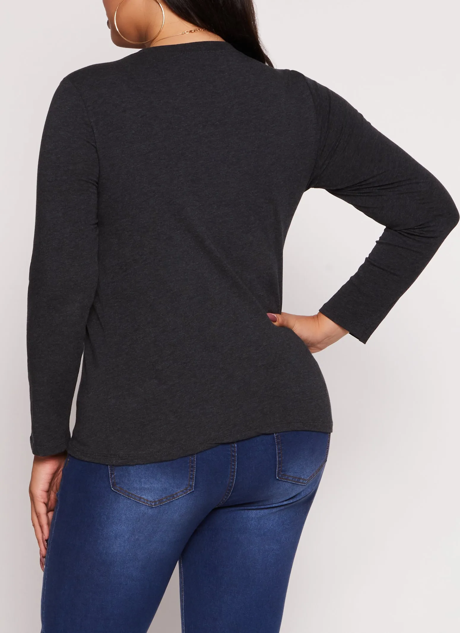 Plus Size Long Sleeve Basic T Shirt sold by Rainbow product image thumbnail 3