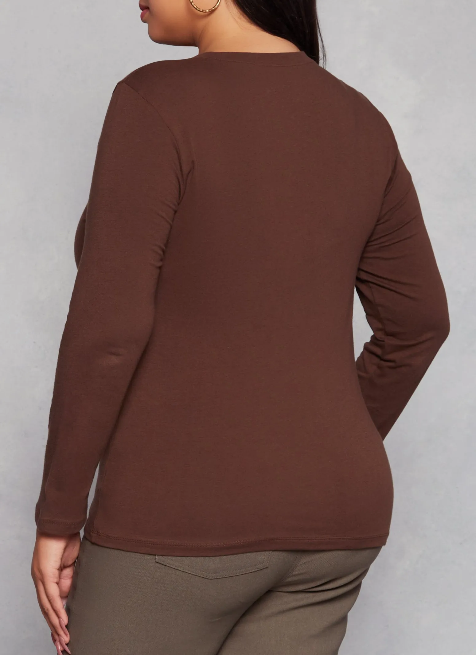Plus Size Long Sleeve Basic T Shirt sold by Rainbow product image thumbnail 3