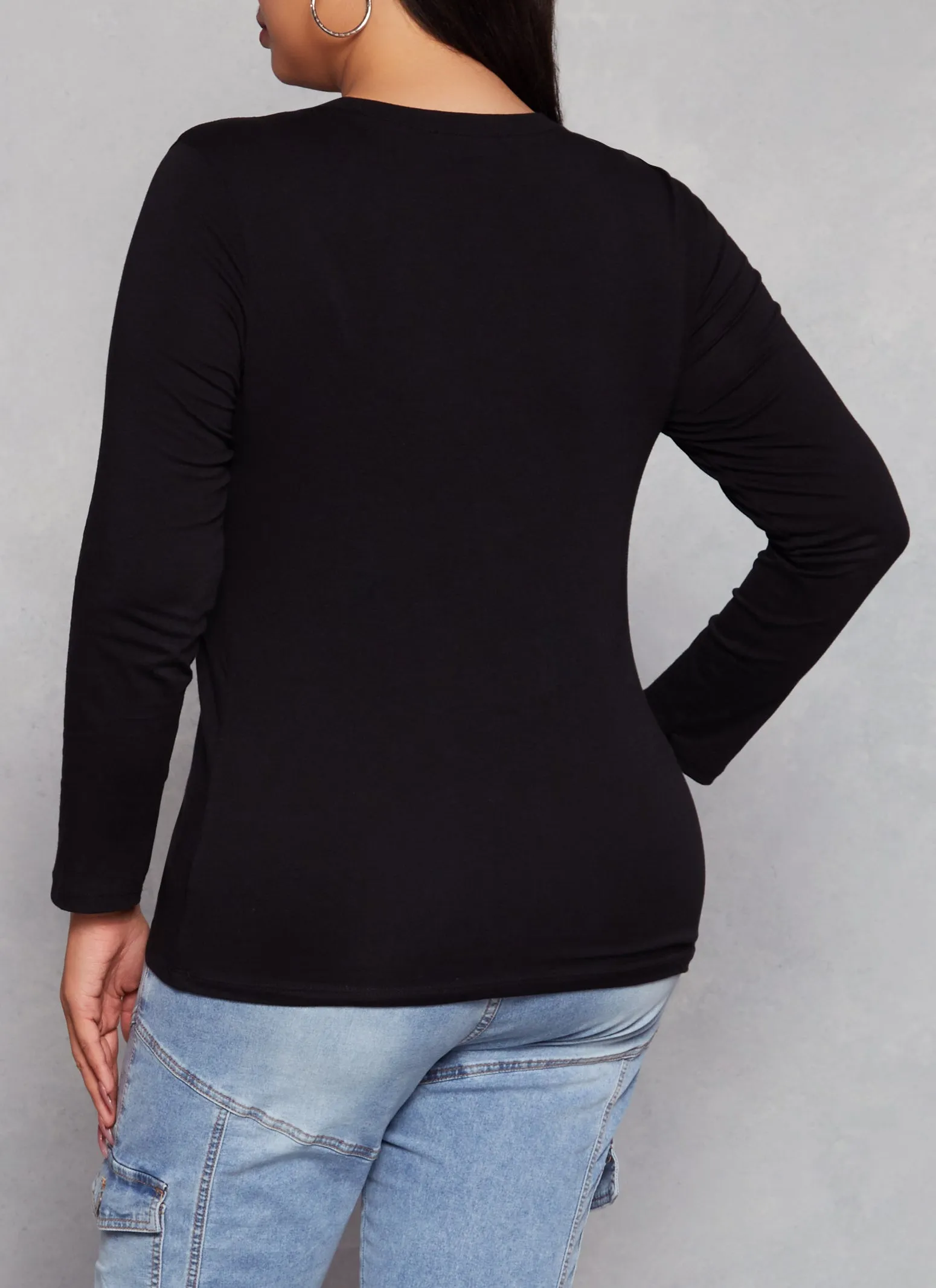 Plus Size Long Sleeve Basic T Shirt sold by Rainbow product image thumbnail 3