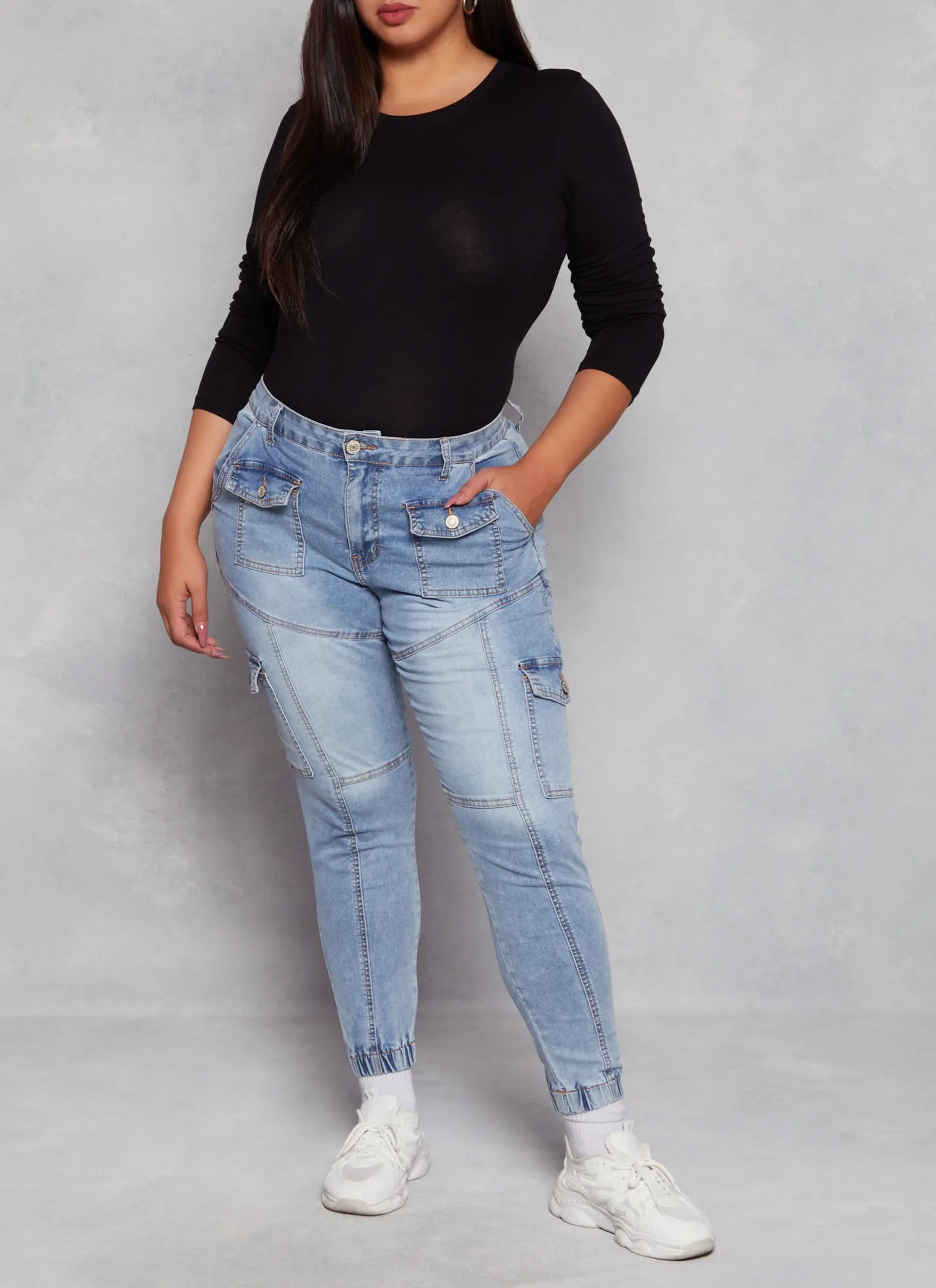 Plus Size Long Sleeve Basic T Shirt sold by Rainbow product image thumbnail 2